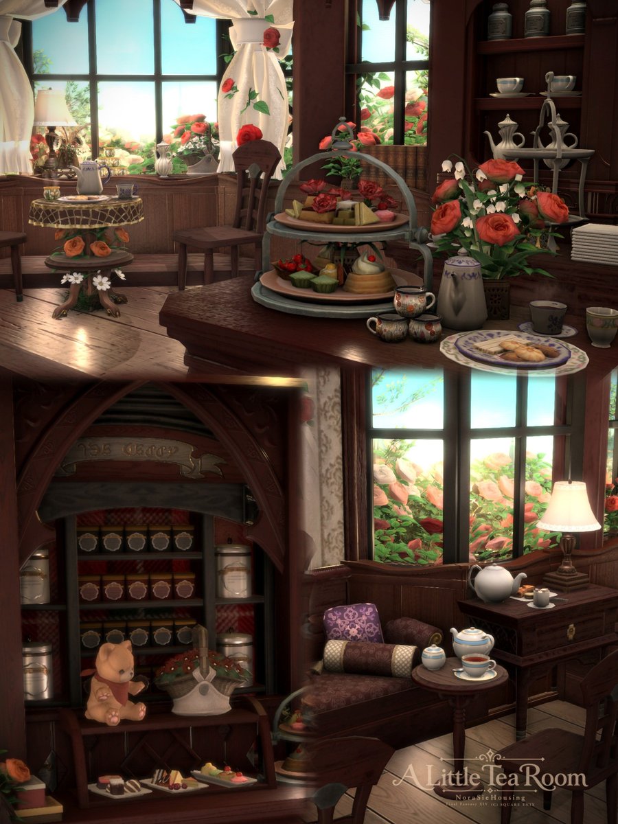 sieastray's tweet photo. A Little Tea Room🫖

Sハウスに英国風ティールームを作らせて頂きました

#NoraSieHousing
#FF14ハウジング https://t.co/ht5AwJvEKC