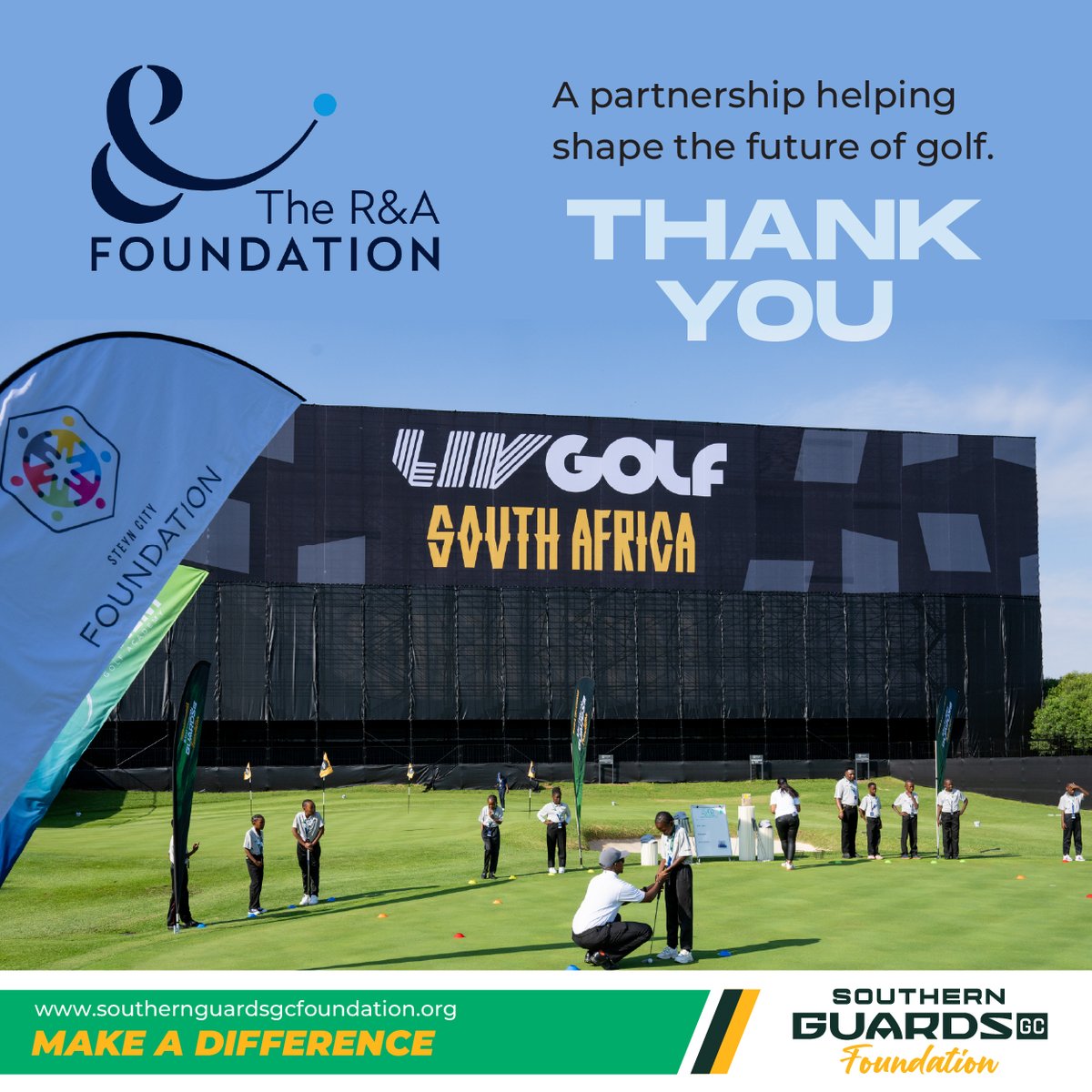 SGGCFoundation's tweet photo. ⛳💛 Some partnerships do more than support a programme — they help shape its future.

The Southern Guards GC Foundation is incredibly grateful for the longstanding support of The R&A Foundation, whose commitment to golf development has been part of the Academy’s journey since 2010.

Following Louis Oosthuizen’s historic Open Championship victory at St Andrews, The R&A Foundation became one of the Academy’s first financial supporters, providing annual grants that have helped drive our golf development programme forward.

Today, The R&A Foundation is the main sponsor of the Southern Guards GC Academy’s Golf Development Programme, helping give young golfers access to coaching, opportunities and a pathway to develop their game. Their support also extends to initiatives encouraging more young women to discover and play golf — helping make the game more accessible to the next generation.

Thank you, The R&A Foundation, for believing in the power of golf to change lives and for helping us grow the game for generations to come. 💛

Learn more about our sponsors and the impact of their support 👉 https://t.co/8SgEDeXWhT

#SouthernGuardsGCFoundation #TheRAFoundation #TheRAndA #GolfDevelopment #GrowingTheGame #JuniorGolf #YouthGolf #GolfForGood #FutureChampions #WomenInGolf #GirlsGolf #GolfDevelopmentProgramme #BuildingFutures #ChangingLives #PartnershipsThatMatter #SouthAfricanGolf #TogetherForChange