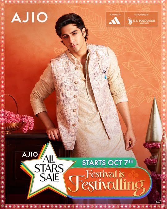 RIL_Updates's tweet photo. Media Release - AJIO Welcomes Ahaan Panday as Its New Face

Ahaan Panday fronts AJIO’s 2026 festive campaign, ‘Festival Is Festivalling’, as sale prices go live ahead of the AJIO All Stars Sale beginning 7th October

Mumbai, 5th October 2026: AJIO, one of India’s leading fashion and lifestyle destinations, has announced Ahaan Panday as its new face, with the actor fronting the platform’s 2026 festive campaign, ‘Festival Is Festivalling’. The association comes as AJIO gears up for the festive shopping season, with curtain raiser sale prices already live ahead of the AJIO All Stars Sale, which begins 7th October.

The festive campaign ‘Festival Is Festivalling’ brings alive the diversity, energy and excitement of India’s festive celebrations through a contemporary fashion lens. As the face of the campaign, Ahaan brings his distinctive style and youthful energy to AJIO, with the campaign showcasing a range of festive looks and styles for consumers to discover and make their own.

Ahaan’s appointment coincides with AJIO expanding its fashion offering with a growing portfolio of brands, new categories, fresh collections, and an increasingly connected shopping experience. Through initiatives such as AJIO RUSH, expanded serviceability and hassle-free returns, AJIO continues to strengthen its proposition for customers across India. Consumers can shop across fashion, footwear, accessories, beauty and more, with a diverse selection of international and Indian brands available on AJIO.

Elaborating on the collaboration, an AJIO Spokesperson said, “This festive season, we are bringing consumers a wider selection of brands, fresh fashion drops, expanded serviceability and faster delivery options. Our campaign with Ahaan brings this festive proposition to life, celebrating the many ways India dresses up and celebrates through a fresh, contemporary lens.”

Ahaan Panday said: “AJIO has always been a brand that makes fashion feel exciting, effortless and personal. I love the idea of being able to express yourself through what you wear, and I’m really excited to be part of a brand that celebrates that spirit. I’m looking forward to this journey with AJIO and to kicking things off with the festive season.”

AJIO brings together fashion, footwear, accessories and beauty across value, bridge-to-luxury, premium and luxury segments, with a portfolio of over 9000 brands, spanning Indian and international names. The platform offers nationwide delivery across all pin codes, while AJIO Rush enables faster delivery in 600+ cities across tiers.

Link to campaign film: https://t.co/QrPMZtqh74

Link to Ahaan Pandey launch film: https://t.co/Vta3K8YR2Y

About AJIO:

AJIO is Reliance Retail’s fashion and lifestyle destination, offering a curated selection of fashion, footwear, accessories, beauty and lifestyle products from leading Indian and international brands, alongside emerging labels and AJIO’s own exclusive offerings. With a focus on fashion discovery, innovation and a differentiated digital experience, AJIO continues to redefine how India shops for fashion.