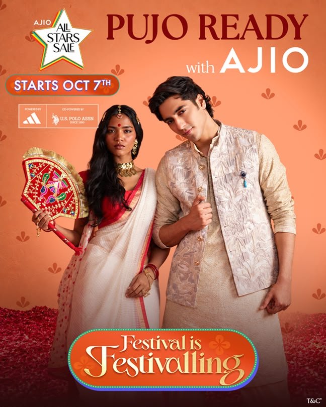 RIL_Updates's tweet photo. Media Release - AJIO Welcomes Ahaan Panday as Its New Face

Ahaan Panday fronts AJIO’s 2026 festive campaign, ‘Festival Is Festivalling’, as sale prices go live ahead of the AJIO All Stars Sale beginning 7th October

Mumbai, 5th October 2026: AJIO, one of India’s leading fashion and lifestyle destinations, has announced Ahaan Panday as its new face, with the actor fronting the platform’s 2026 festive campaign, ‘Festival Is Festivalling’. The association comes as AJIO gears up for the festive shopping season, with curtain raiser sale prices already live ahead of the AJIO All Stars Sale, which begins 7th October.

The festive campaign ‘Festival Is Festivalling’ brings alive the diversity, energy and excitement of India’s festive celebrations through a contemporary fashion lens. As the face of the campaign, Ahaan brings his distinctive style and youthful energy to AJIO, with the campaign showcasing a range of festive looks and styles for consumers to discover and make their own.

Ahaan’s appointment coincides with AJIO expanding its fashion offering with a growing portfolio of brands, new categories, fresh collections, and an increasingly connected shopping experience. Through initiatives such as AJIO RUSH, expanded serviceability and hassle-free returns, AJIO continues to strengthen its proposition for customers across India. Consumers can shop across fashion, footwear, accessories, beauty and more, with a diverse selection of international and Indian brands available on AJIO.

Elaborating on the collaboration, an AJIO Spokesperson said, “This festive season, we are bringing consumers a wider selection of brands, fresh fashion drops, expanded serviceability and faster delivery options. Our campaign with Ahaan brings this festive proposition to life, celebrating the many ways India dresses up and celebrates through a fresh, contemporary lens.”

Ahaan Panday said: “AJIO has always been a brand that makes fashion feel exciting, effortless and personal. I love the idea of being able to express yourself through what you wear, and I’m really excited to be part of a brand that celebrates that spirit. I’m looking forward to this journey with AJIO and to kicking things off with the festive season.”

AJIO brings together fashion, footwear, accessories and beauty across value, bridge-to-luxury, premium and luxury segments, with a portfolio of over 9000 brands, spanning Indian and international names. The platform offers nationwide delivery across all pin codes, while AJIO Rush enables faster delivery in 600+ cities across tiers.

Link to campaign film: https://t.co/QrPMZtqh74

Link to Ahaan Pandey launch film: https://t.co/Vta3K8YR2Y

About AJIO:

AJIO is Reliance Retail’s fashion and lifestyle destination, offering a curated selection of fashion, footwear, accessories, beauty and lifestyle products from leading Indian and international brands, alongside emerging labels and AJIO’s own exclusive offerings. With a focus on fashion discovery, innovation and a differentiated digital experience, AJIO continues to redefine how India shops for fashion.