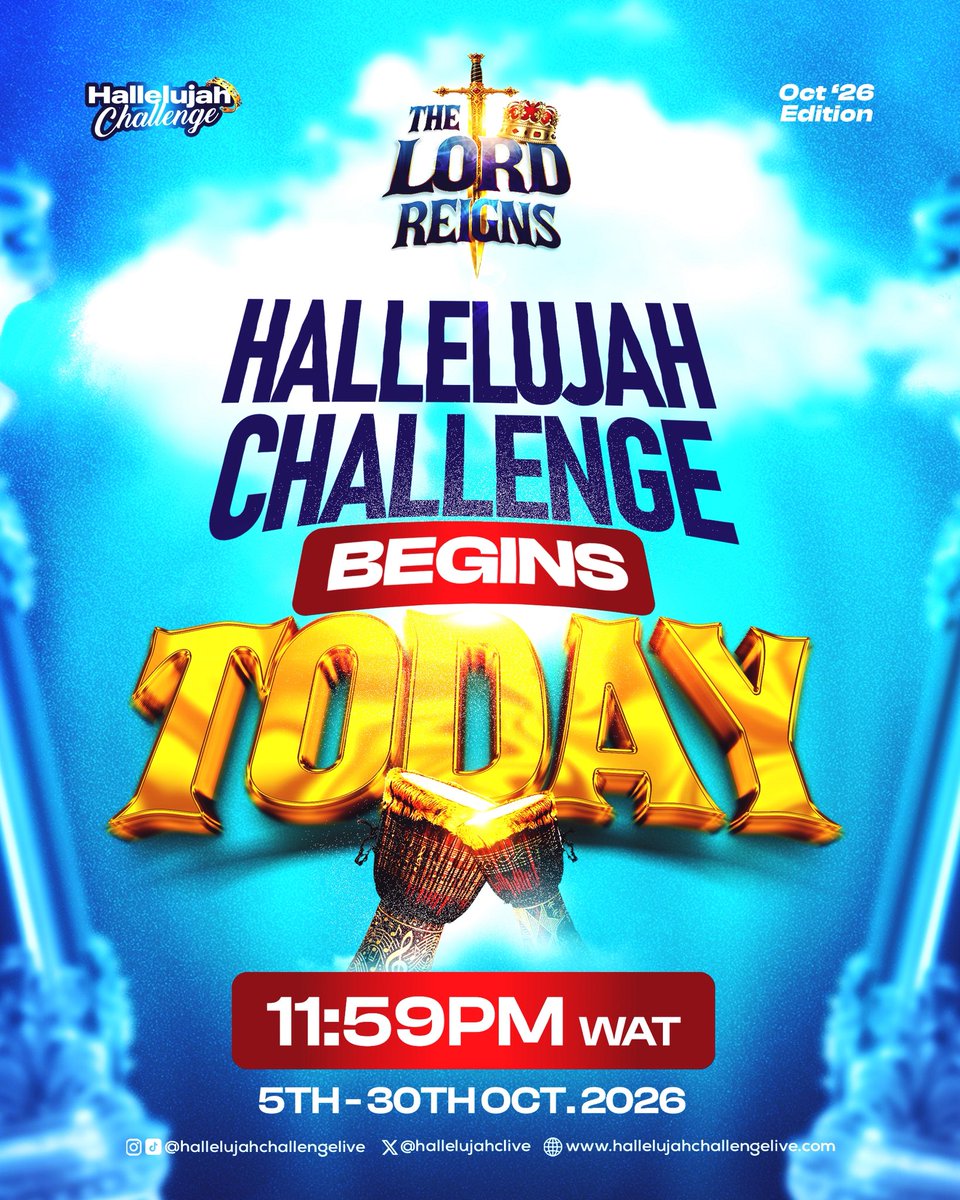 nathanielblow's tweet photo. “HALLELUJAH CHALLENGE BEGINS TODAY 11:59 WAT”

Let’s share this together ! Anywhere &amp; Everywhere possible ! LET’S GO ! https://t.co/dqRU9fdlVO