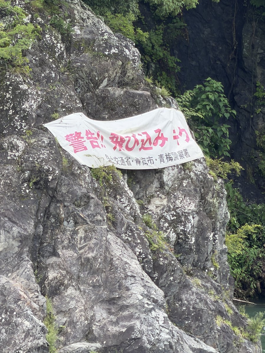 miura_takako's tweet photo. 8月に青梅に行った時に見た光景。

青梅川の河原でバーベキューをする人々がズラリ。９割が外国人(ベトナム、トルコ系が多い印象)

大音量で音楽を鳴らし大騒ぎ。
川は数日降った雨で増水し白濁していて流れも急だった。『警告！飛び込みキケン！』と書かれた横断幕の掛かる岩から川に飛び込んで遊ぶ人々。

川の土手には『泳ぐな、危ない』『立入禁止』などと書かれた看板がズラリと並んでいた。

近くのホテルに泊まり静かに過ごしたかったが、窓を閉めていてもうるさかった。地元の人達も相当頭を抱えているのが見てとれた。