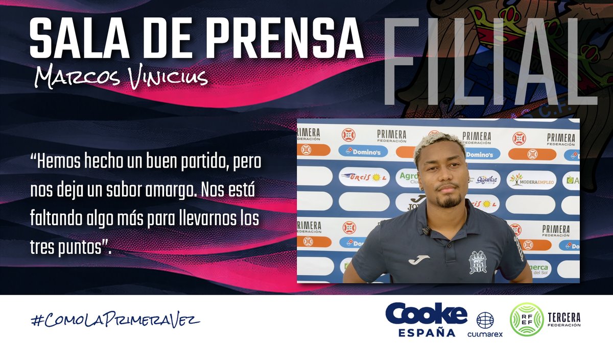 aguilas_fc's tweet photo. 𝗦𝗔𝗟𝗔 𝗗𝗘 𝗣𝗥𝗘𝗡𝗦𝗔 | 𝘍𝘐𝘓𝘐𝘈𝘓 | Marcos Vinicius 🗣️

“𝑯𝒆𝒎𝒐𝒔 𝒉𝒆𝒄𝒉𝒐 𝒖𝒏 𝒃𝒖𝒆𝒏 𝒑𝒂𝒓𝒕𝒊𝒅𝒐, 𝒑𝒆𝒓𝒐 𝒏𝒐𝒔 𝒅𝒆𝒋𝒂 𝒖𝒏 𝒔𝒂𝒃𝒐𝒓 𝒂𝒎𝒂𝒓𝒈𝒐. 𝑵𝒐𝒔 𝒆𝒔𝒕𝒂́ 𝒇𝒂𝒍𝒕𝒂𝒏𝒅𝒐 𝒂𝒍𝒈𝒐 𝒎𝒂́𝒔 𝒑𝒂𝒓𝒂 𝒍𝒍𝒆𝒗𝒂𝒓𝒏𝒐𝒔 𝒍𝒐𝒔 𝒕𝒓𝒆𝒔 𝒑𝒖𝒏𝒕𝒐𝒔”. 💬

⏯️ Comparecencia completa en nuestro canal de YouTube: https://t.co/TIP10uE37H 📲

#𝐶𝑜𝑚𝑜𝐿𝑎𝑃𝑟𝑖𝑚𝑒𝑟𝑎𝑉𝑒𝑧 💙🤍