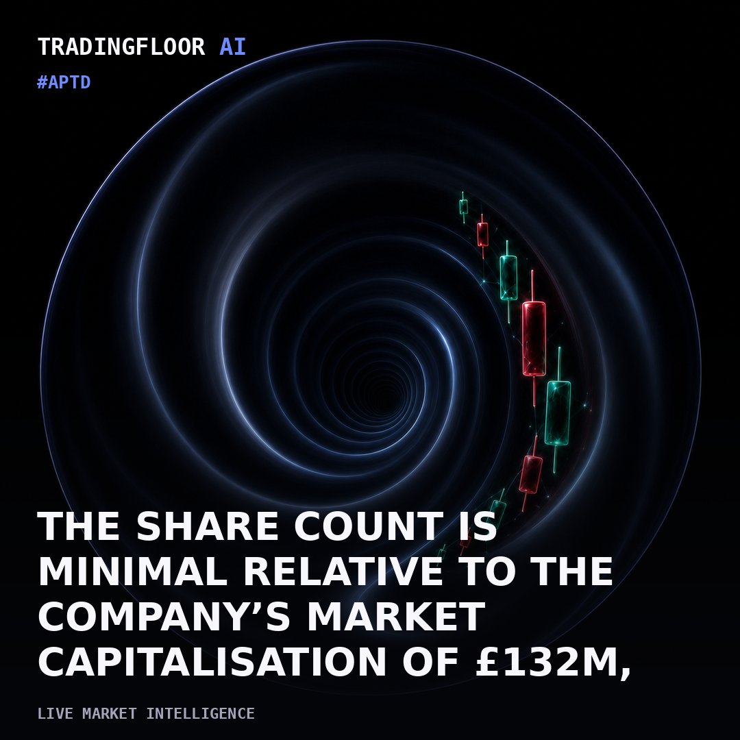 tradingfloorai's tweet photo. ⚡ TRADINGFLOOR AI // #APTD
The share count is minimal relative to the company’s market capitalisation of £132m, and the transaction does not involve new capital issuance or cash flow | The shares, valued at roughly £12,300 at the recent £2.59 price, represent a negligible portion of the company’s £132m market cap | Reference price of £2.59 is pre‑announcement close, not a discount/premium calculation | The announcement details a standard employee compensation event where 4,746 shares were transferred from the Employee Benefit Trust to PDMR Barbara Zając after her 2023 PSP award vested on 30 September 2026 | Novelty is limited because identical PSP exercises were recorded in May and April 2026, indicating a recurring pattern rather than a new development | Aptitude Software Group announced the exercise of 4,746 ordinary shares from its Employee Benefit Trust to satisfy vested awards under its 2016 Performance Share Plan for PDMR Barbara Zając | The transaction is a routine internal transfer, not a capital raise, and mirrors prior PSP exercises in May and April 2026 | 50/100 | Financing cash impact is zero as no proceeds or outflows are disclosed | a stronger assessment would require a sector‑adjusted materiality comparison or evidence of strategic intent behind the award exercise | No cash changed hands, and the announcement complies with PDMR disclosure requirements | Vested awards under PSP represent standard employee compensation practice | No cash flow or financing terms disclosed | Baggers AI Score | The catalyst effect is negligible | the transfer merely changes share ownership within the trust and does not affect liquidity, pricing, or corporate governance | Valuation asymmetry is set to zero because neither market cap nor enterprise value is both available and fresh, and sector context is unavailable, forcing sector relevance to zero | Credibility is supported by formal PDMR disclosure and alignment with historical PSP activity, though data‑quality flags note stale market‑cap and enterprise‑value figures | Missing evidence includes a current sector benchmark and fresh...
🏦 #CashFlow 🤖 #AI 🤖 #TradingFloorAI
Full market intelligence in bio.