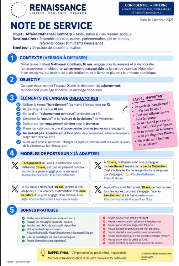 undertackleur's tweet photo. 🏴🕷️🔴⚠️Si c'est authentique ça devrait faire du bruit ! 
La feuille de route #Renaissance à ses élus &amp; portes paroles pour la propagation de mensonges et les pratiques adoptées pour maquiller la vérité
Voilà voilà la république corrompue sévit contre le peuple...! https://t.co/2jRp6zECbK