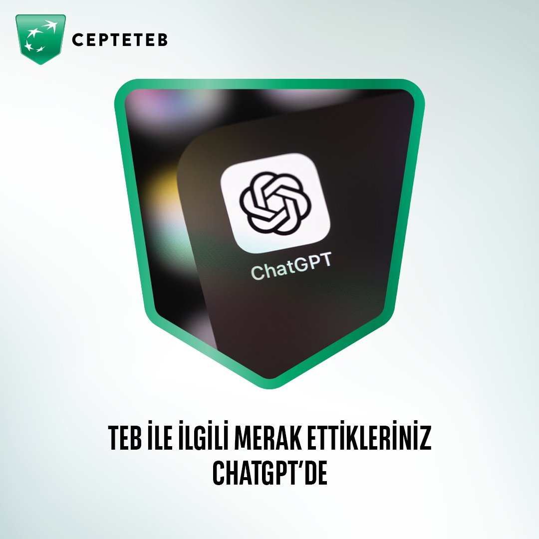 CEPTETEB's tweet photo. Müşteri deneyimini yeni nesil teknolojilerle geliştirme yaklaşımımız doğrultusunda bankacılık ürün ve hizmetlerimizle ilgili sorularınızı artık ChatGPT’ye sorabilirsiniz. 💬

TEB’in ChatGPT entegrasyonuyla merak ettiğiniz bilgilere günlük konuşma dilinde sorular sorarak kolayca ulaşabilirsiniz. Bankacılık deneyimini dijital hayatınızın doğal bir parçası haline getirmeye devam ediyoruz. 💚