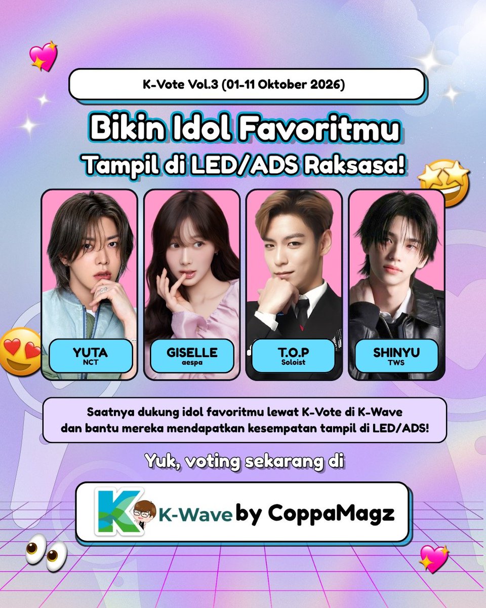 YUTAMI_INA's tweet photo. Dear Yutami! Ayo vote YUTA di K-Wave Mini App by GoPay!

🔥 Ayo dukung YUTA untuk tampil di Birthday Ads! 🎂✨

Cara ikutan:
1️⃣ Buka aplikasi GoPay
2️⃣ Masuk ke homepage GoPay
3️⃣ Cari dan klik logo K-Wave
4️⃣ Pilih YUTA & vote! 🫵🏻

Atau bisa langsung klik Link dibawah ini ya! 👇🏻👇🏻
https://t.co/Jp9unVqKGB 👀