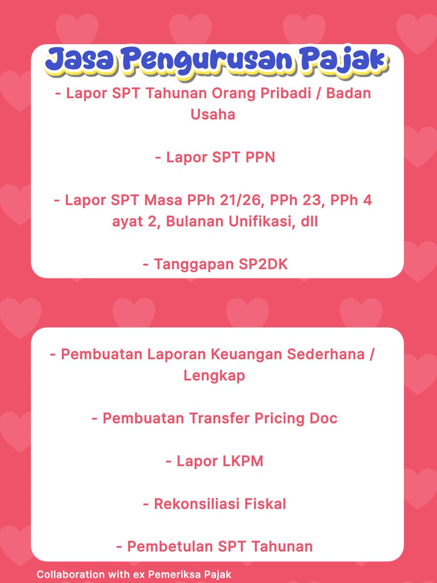 sptcoretax's tweet photo. Holla !! Open ya buat kawan pajak yang membutuhkan jasa pengurusan pajak dan akuntansi. 

Informasi lebih lanjut hubungi WA : https://t.co/D6U4JWxmx6

#coretax #zonauang #jokipajak https://t.co/I2UzgEnYKV