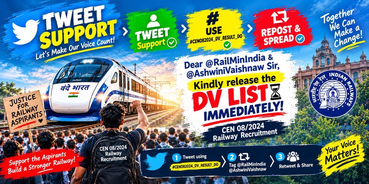 AmarSinghAS_'s tweet photo. Students are distressed due to the delay in the RRC Chairman's recruitment for CEN 08/2024. Stop toying with the future of PET/CCAA qualified youth.

@RailMinIndia @AshwiniVaishnaw 
#CEN082024_DV_RESULT_DO
@CPRONCR @drmbsbner @gmner_gkp @Central_Railway @nerailwaygkp @drmljn https://t.co/1bz6ZR4ffM
