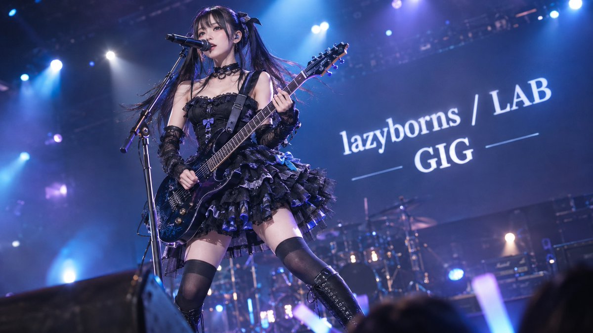 Adu9g's tweet photo. ハーイ参加します(∩ﾟ□ﾟ)ﾊｨｯ!🎸⋆ ࣪

 ライブの熱気が伝わるといいな…🥹💖

ギターボーカル🎸実はめちゃくちゃ緊張するけど……(๑ﾟ꒳ﾟ๑)ﾄﾞｷﾄﾞｷ

ステージに立つと最高に楽しいっ🎧 ̖́-♪̊̈‧͙～♬🫶🎼¨*•.•*¨🎼🎧 ̖́-✨

#月曜日の夜は全力ゴスロリ  #AIart  #AI女子  #HIMARI https://t.co/EvF1IULaZ4