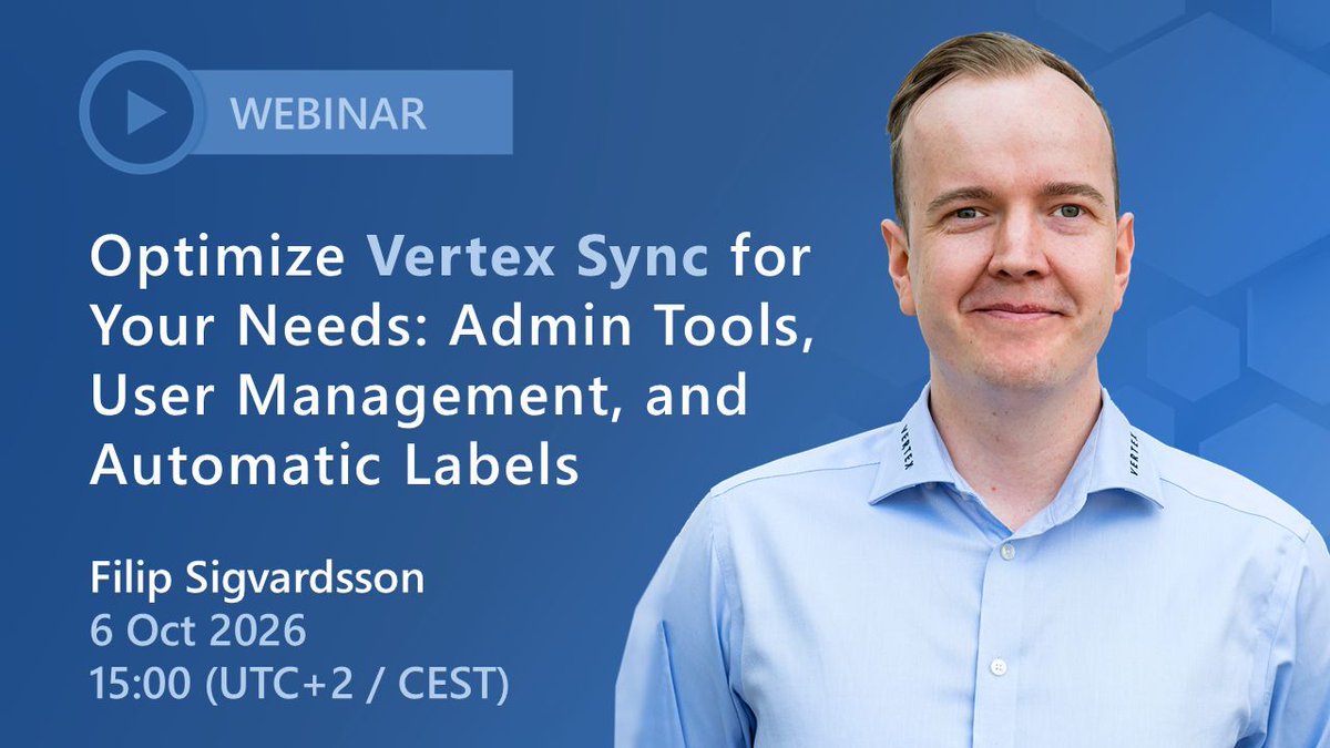 VertexSysIntl's tweet photo. 📢🗓️ #Webinar: Optimize #VertexSync for Your Needs. Join us TOMORROW on Oct 6th, 2026 to learn how to configure Vertex Sync to better match your organisation’s needs and streamline user and document management.

➡️ Register now: https://t.co/lojq9fWZRq

🌐 https://t.co/guJPTEGM9L https://t.co/LrsPoJZyGu