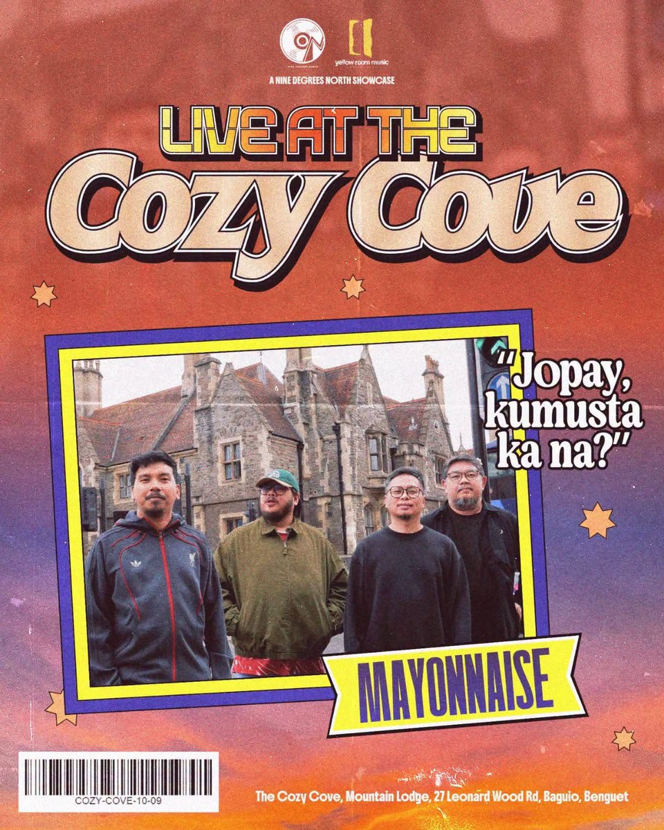 mayonnaisemusic's tweet photo. Mayonnaise Gigs This Week

10.06 - It’s Showtime Guesting
10.07 - Palacio de Maynila (Private) 
10.09 - Cozy Cove, Baguio City
10.11 - The Wanch, Wan Chai, HK

#MayoNation https://t.co/60cI6zKQJb
