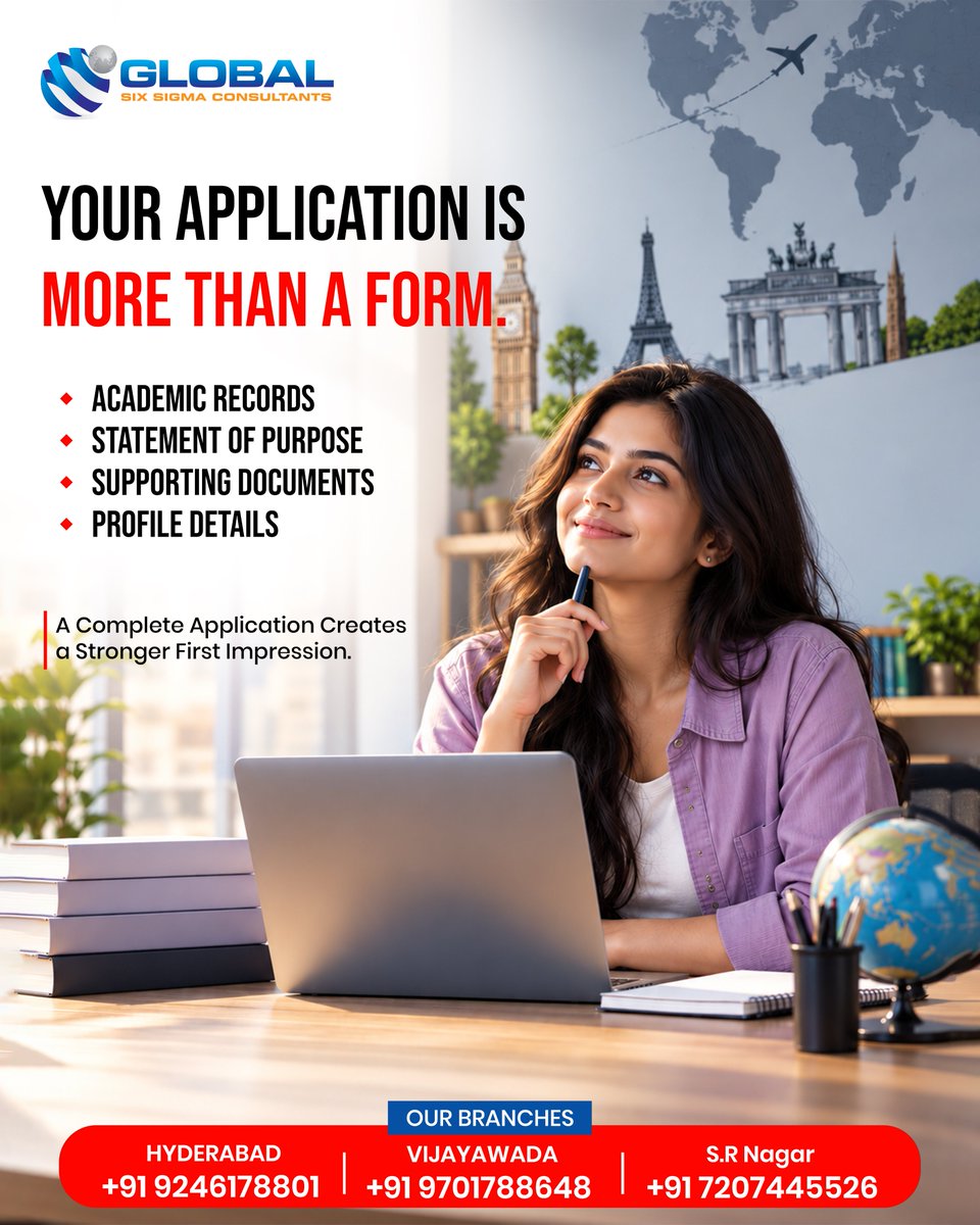 globalsixsigma6's tweet photo. Your study abroad application is more than just a form! 🌍🎓

Every detail matters — from your academic records and SOP to supporting documents and overall profile.
Planning to study abroad? 
#studyabroad #studyoverseas #studyabroadconsultants #overseaseducation #international https://t.co/EcqT2bGZHu