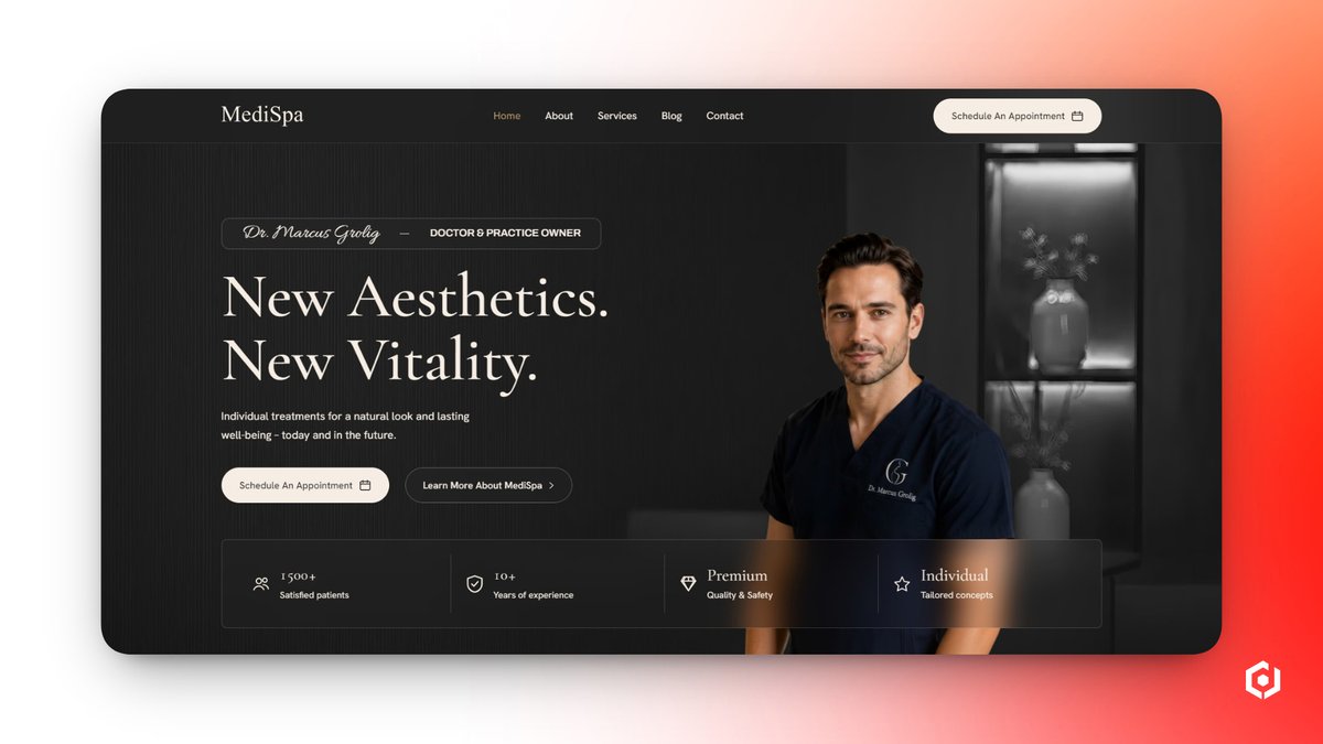 DesignToCodes's tweet photo. MediSpa is climbing the Framer Marketplace.

Now ranking #6 in Medical and gaining momentum.

Built for med spas, aesthetic clinics, and healthcare brands.

Preview: https://t.co/5jDGIQYNMw

#medispa #framer #framertemplate #framercommunity #medspa #aestheticclinic #healthcare https://t.co/L4ugZ0uxLn