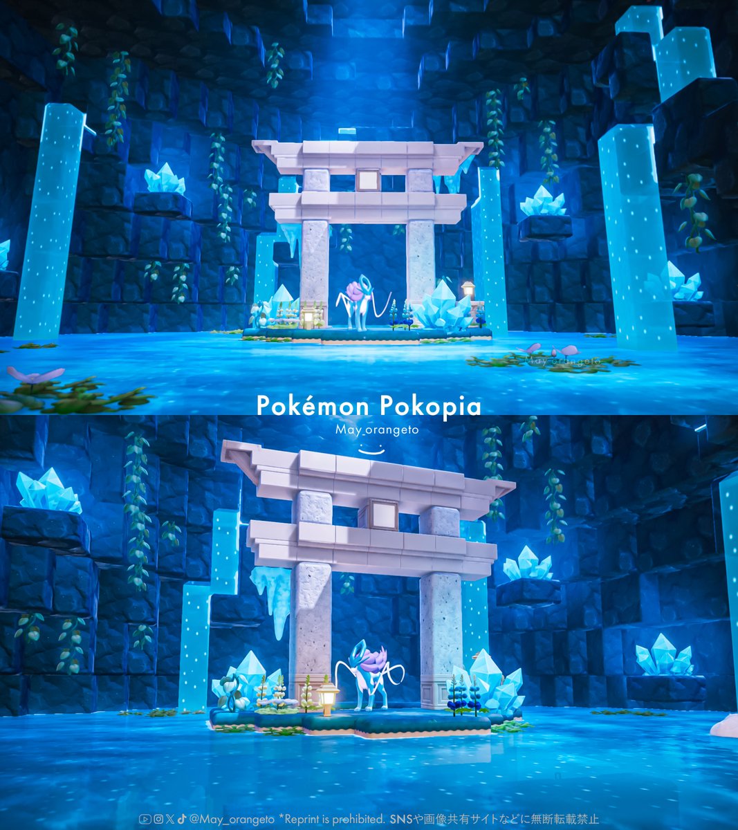 May_orangeto's tweet photo. スイクンの青の洞窟

#ぽこあポケモン  #ぽこポケ 
#pokopia https://t.co/wi8q95mmtK