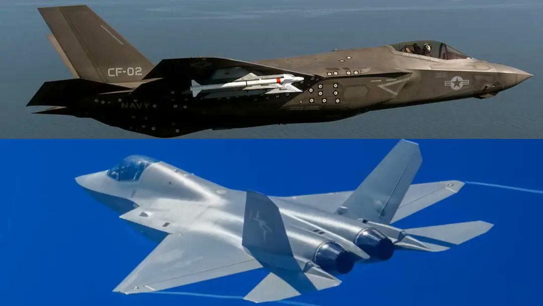vasilyaarkhipov's tweet photo. One of the clearest differences b/w J-35A and F-35 is in their vertical tail geometry.

Both use outward-canted twin tails, but J-35A features broader stabilizers with a different planform and cant angle. These differences affect stability, control authority and LO/RCS shaping. https://t.co/fcCwDYaufd