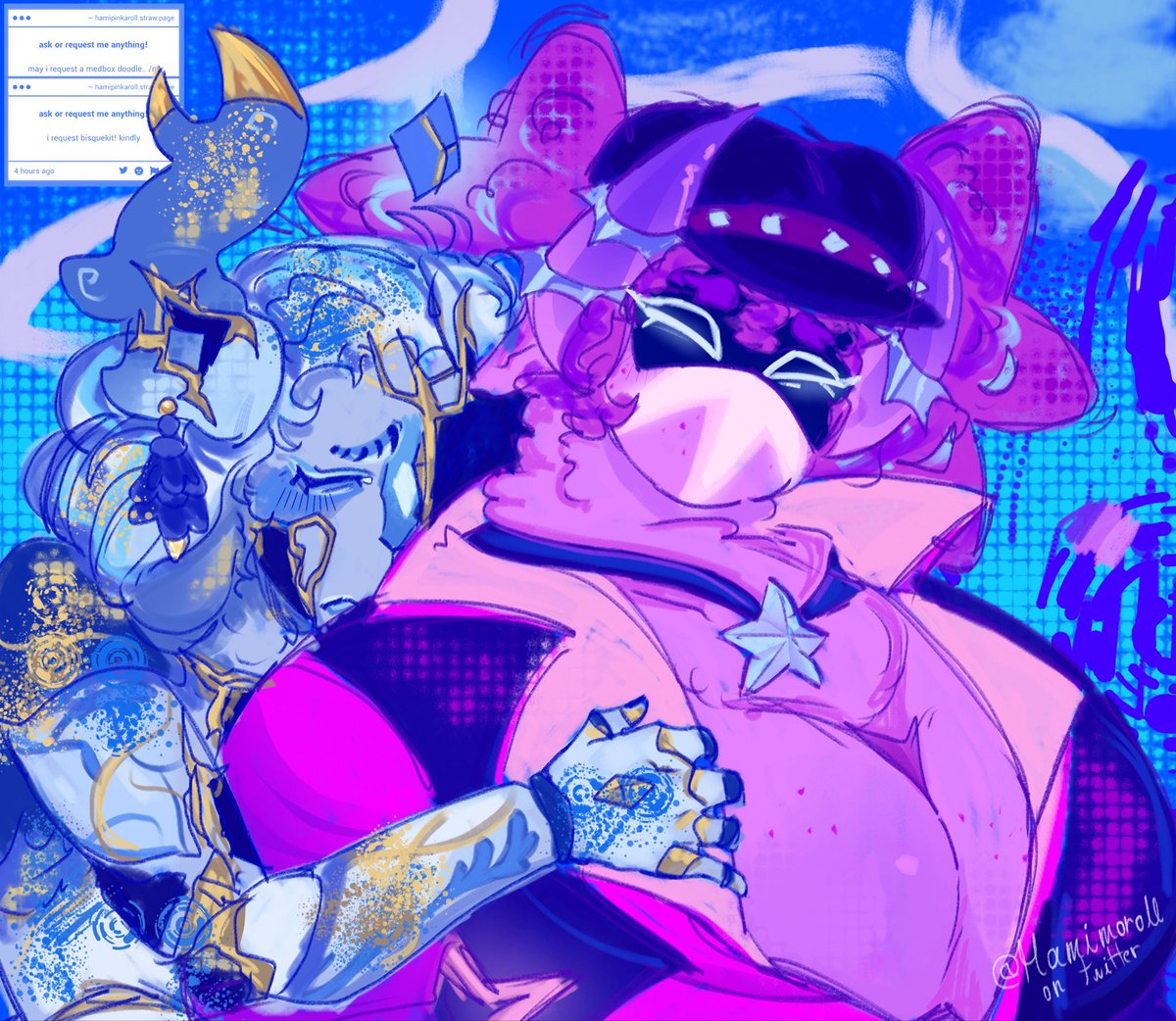 hamimoroll's tweet photo. decided to go ahead and hit two birds w one stone,, hi true medbox!! I AM NEVER DRAWING BISQUEKIT AGAIN. OHMYGOD.

#phighting #phightingart #medbox https://t.co/rAE7jnMyXQ