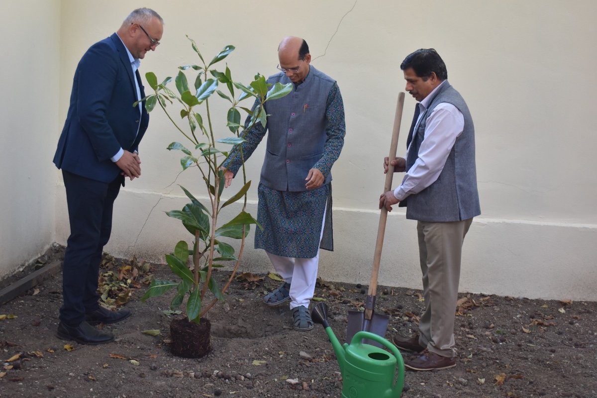 eoiromania's tweet photo. 🌱🇮🇳 Ek Ped Maa Ke Naam 🇮🇳🌱

On the occasion of Gandhi Jayanti, H.E. Dr. Manoj Kumar Mohapatra, Ambassador of India, joined the Mayor of Suceava and Mr. Andrei Gamulea in planting a tree under the “Ek Ped Maa Ke Naam” initiative. 🌳🌿

The plantation symbolises our shared commitment to environmental sustainability, a greener future and collective responsibility towards our planet. 🌍💚

🤝🇮🇳🇷🇴 Together for a greener and healthier future! 🌱✨

#GandhiJayanti #EkPedMaaKeNaam #IndiaInRomania #EmbassyOfIndia #MahatmaGandhi #Sustainability #GreenFuture #IndiaRomaniaFriendship 🌳🇮🇳🇷🇴
