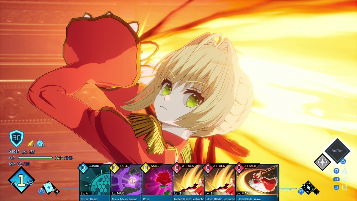 AnxGamingHub's tweet photo. ⚪ Fate/EXTRA Record Battle System ⚪

■ Point 3: Each Servant's Combat Style

Saber
A Servant who specializes in an aggressive playstyle with her large blade.

#FateEX_Record https://t.co/TisqohagCf