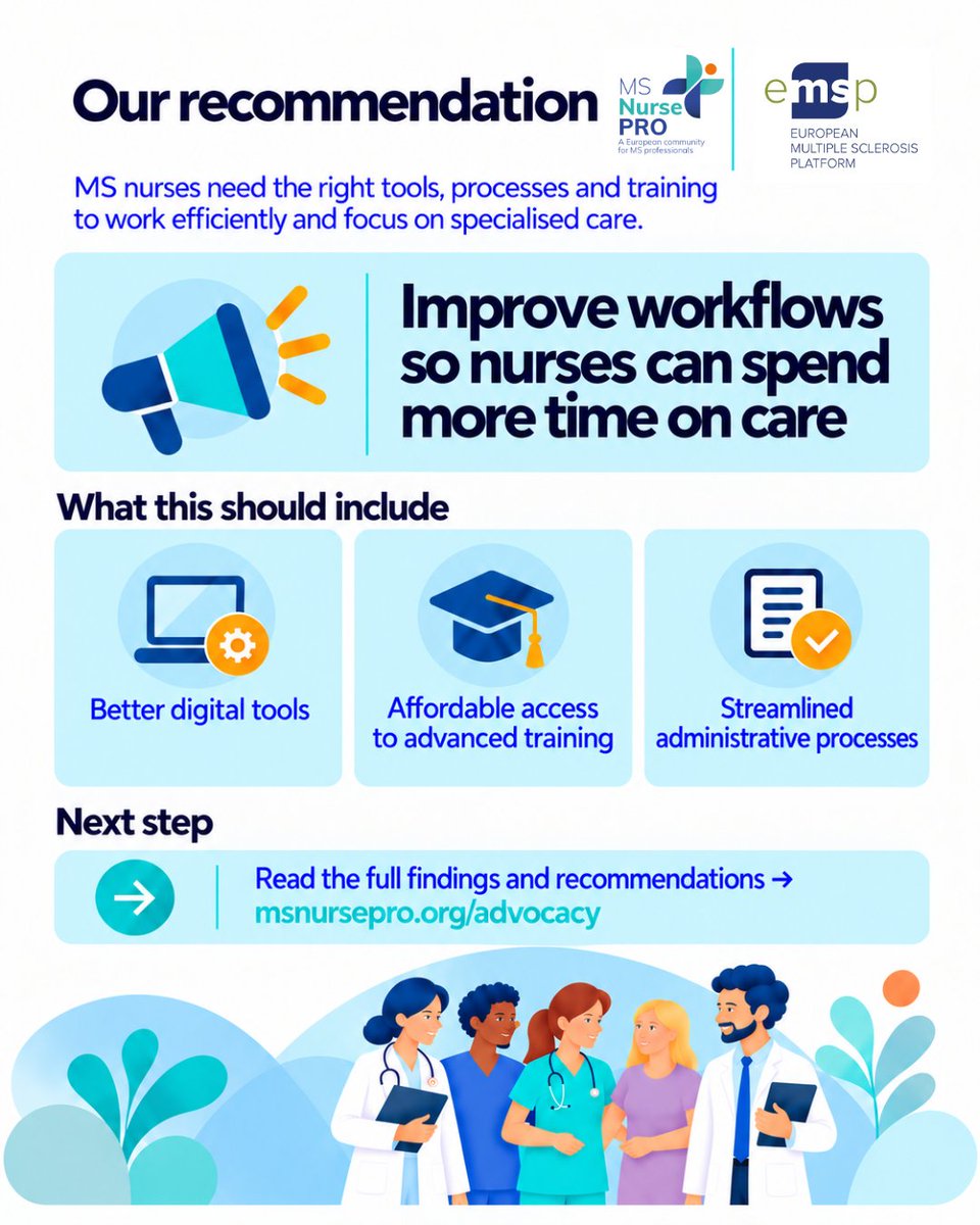 eumsplatform's tweet photo. Today is #EuropeanCarersDay
For people with MS, specialist nurses are at the heart of care, yet 66% spend most of their time on admin tasks
Join us at the @Europarl_EN hosted by @BillyKelleherEU  on 1 Dec to discuss solutions for Europe's health workforce👉https://t.co/xF3LZo8W8N https://t.co/NDxXlmr3gG