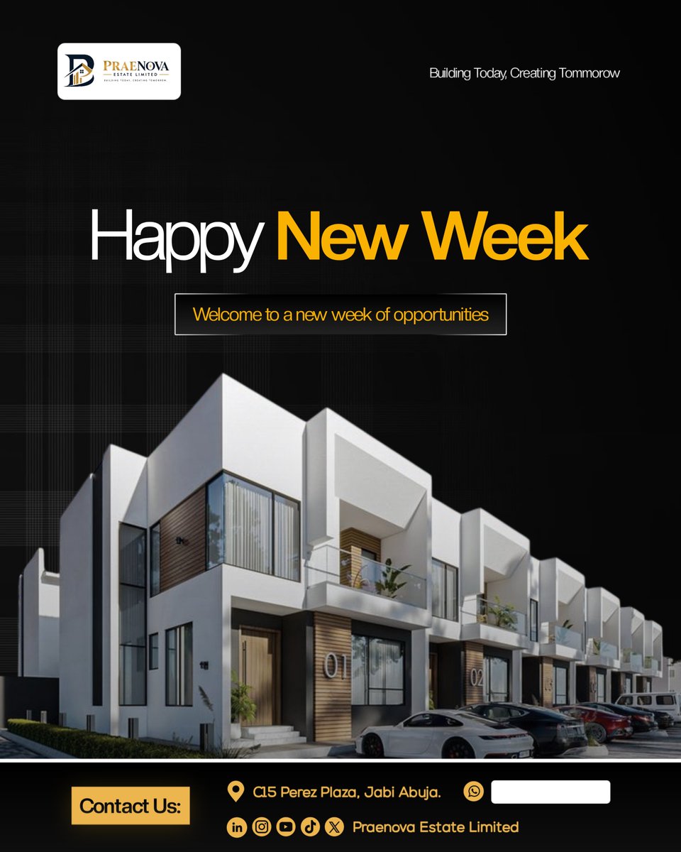 Praenovaestate's tweet photo. A new week. A fresh opportunity to make the right move. 🏡

Happy New Week from Praenova Estate Limited.

Here’s to smarter decisions, bigger opportunities, and building towards something that lasts.

Let’s make this week count.

#PraenovaEstate #HappyNewWeek #RealEstateNigeria https://t.co/sJ7pJORKPW