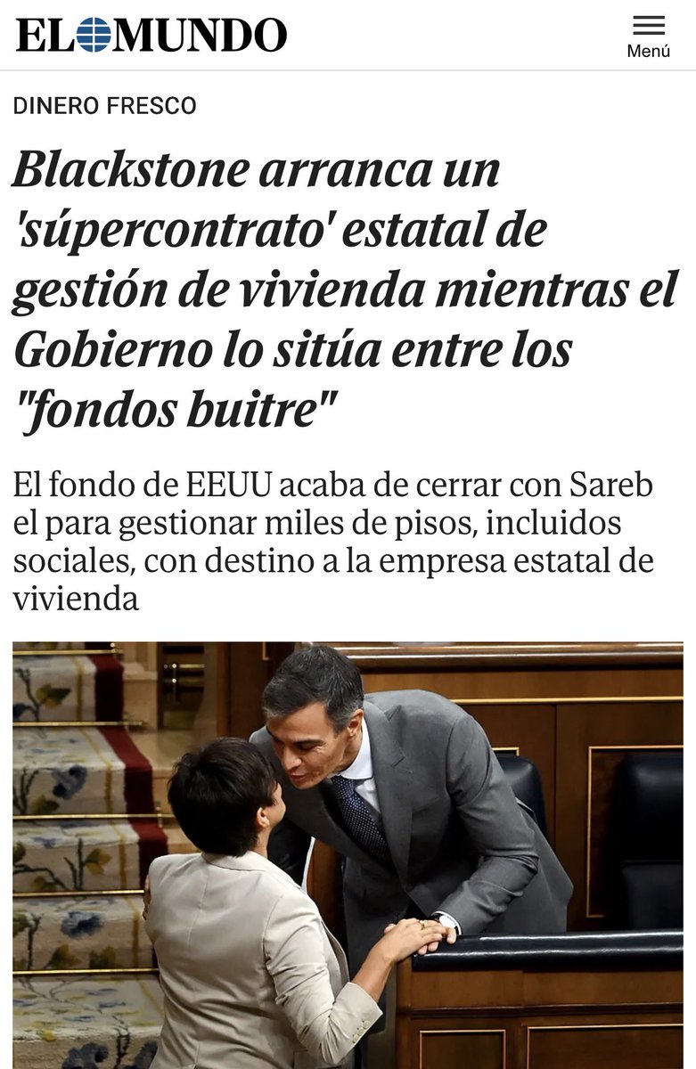 Renacidoaqui's tweet photo. Acaba de tuitear la ministra de Vivienda, Isabel Rodriguez, que para las elecciones o con la gente o con los fondos buitre 

Por supuesto ella con los fondos buitre 

“El Gobierno le da al fondo buitre Blackstone un súper contrato para que gestione vivienda social”

#Elecciones https://t.co/8lUaJqEFtl