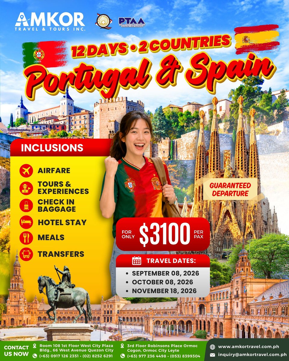jane_monteiro1's tweet photo. Portugal to Spain: 12 days of Europe done right. Two incredible countries, one seamless adventure. Oct. 8, 2026
Nov. 18, 2026

Airfare, hotels, meals, tours, transfers, and check-in baggage included. One passport. Two countries. Memories for a https://t.co/RMBAwZz6jS