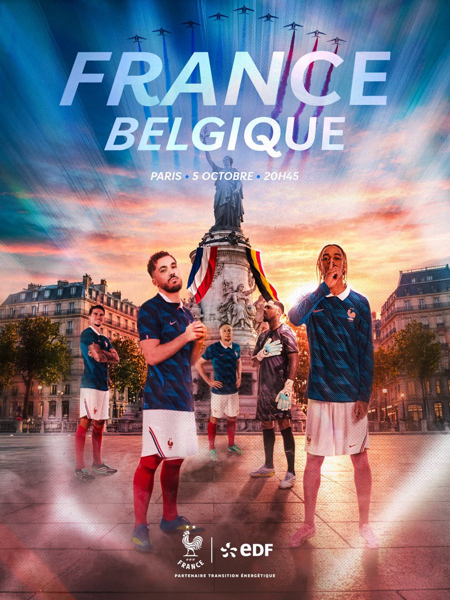 EDF_Foot's tweet photo. 🇫🇷 ⚔️ 🇧🇪

Deuxième rendez-vous au Stade de France pour nos Bleus avec cette confrontation face à la Belgique ! 💪

Vos pronostics en commentaire ? ⬇️

#EDFFoot https://t.co/Ebiz9wnaUD
