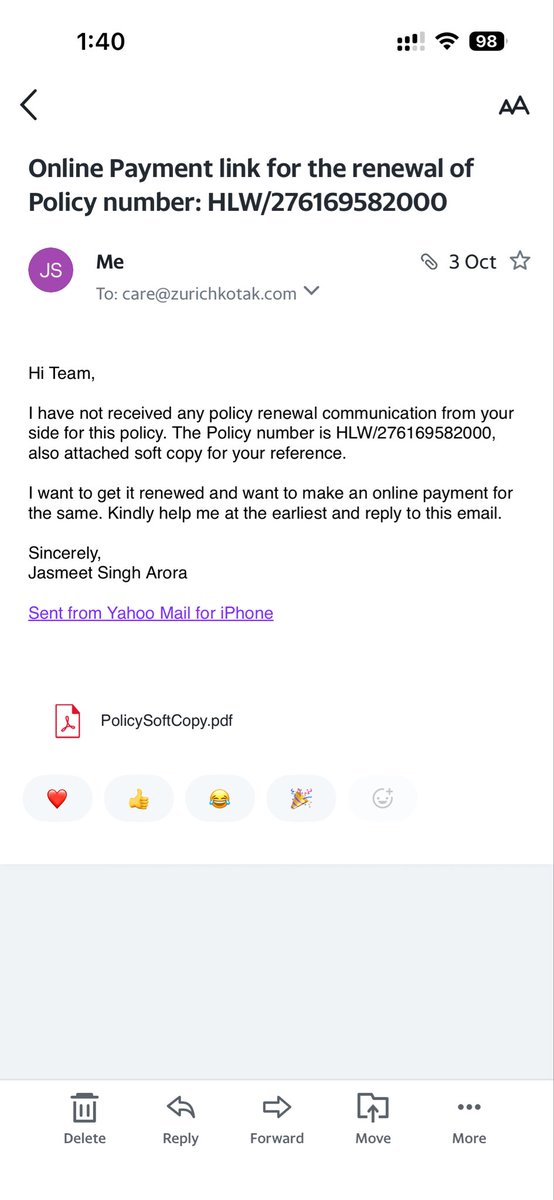 jasmeet789's tweet photo. @ZurichKotak @ZurichKotak your app isn’t working for renewals. And emails are not being replied to. On call AI is responding that is not letting me go through to a real human for support. What is going on ? @irdaindia what are you doing as a regulator ? Such practices should be looked into. https://t.co/TOviAp6lXf