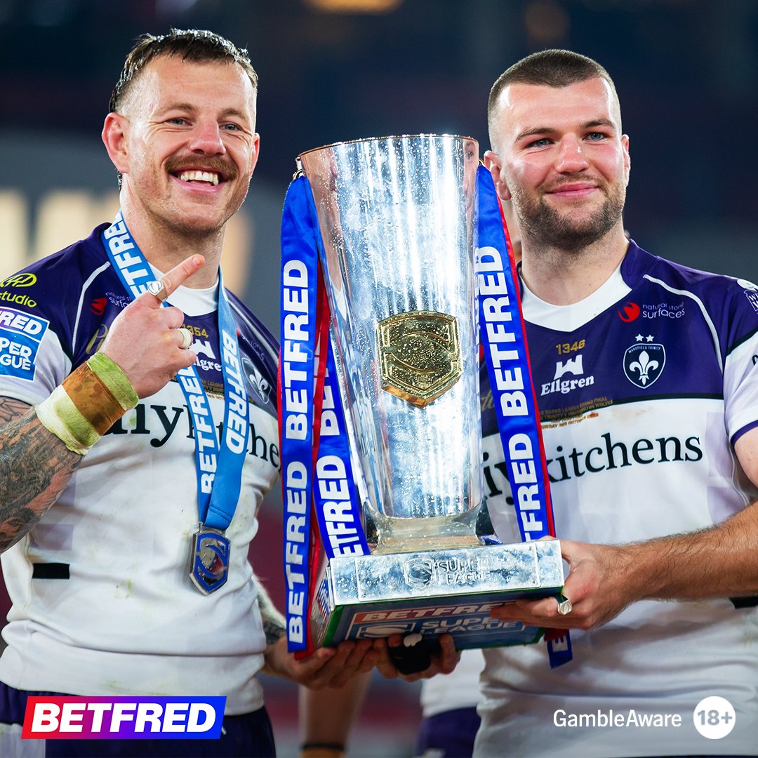 Betfred's tweet photo. Wakey, Wakey, Wakefield fans.

No, this weekend was not a dream. Two years ago @WTrinityRL were in the Championship, now they are Grand Final champions. 

They put on a dominant display in front of 71,728 fans at Old Trafford to claim their first major honour since 1968.

There are now six rugby league clubs inscribed on the Super League trophy: St Helens, Bradford Bulls, Wigan Warriors and Leeds Rhinos, Hull KR and Wakefield Trinity.
