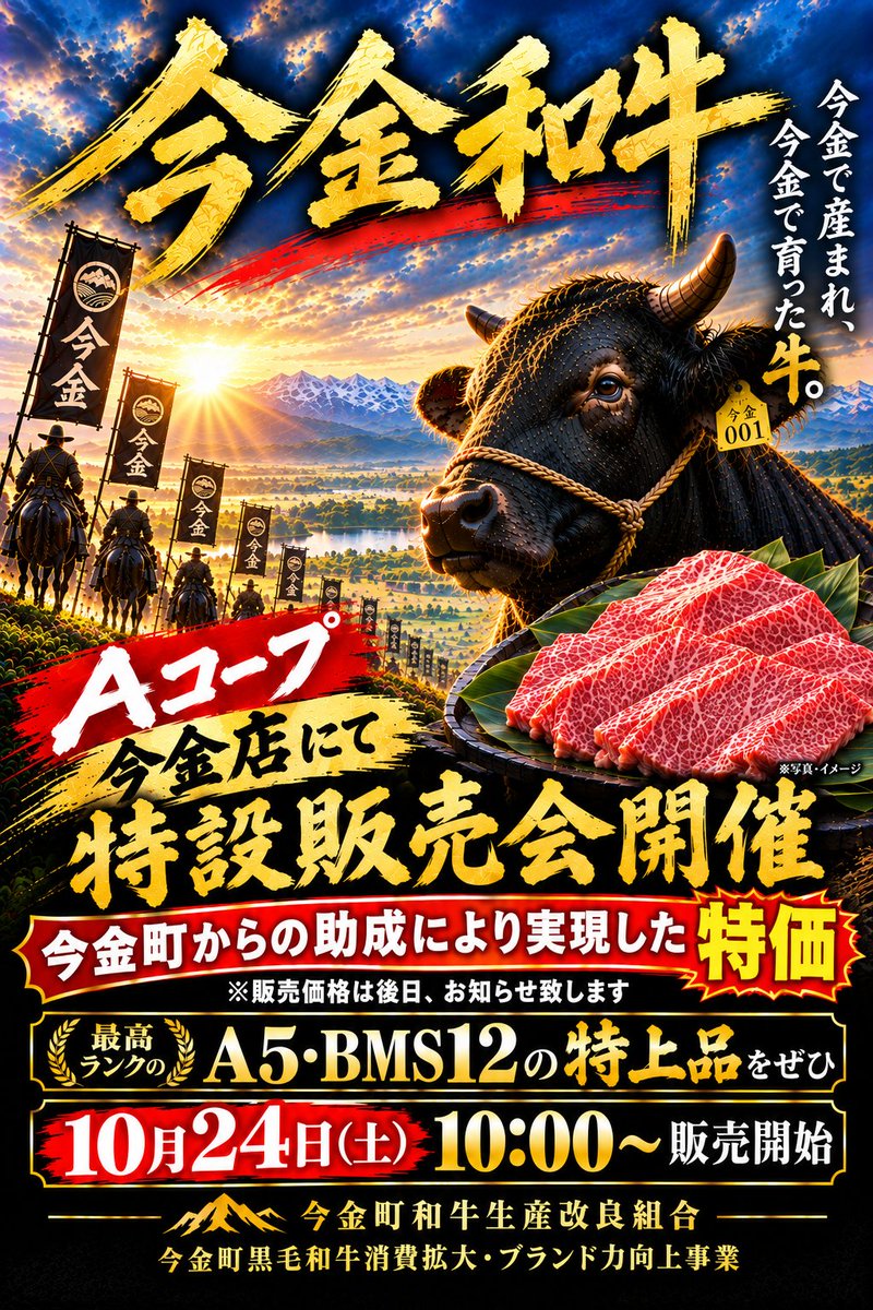 JA_seinennbu's tweet photo. 今金町近隣にお住まいの方に朗報です！

「今金和牛」を特価で手に入れるチャンスがやってきた🎉
10月24日(土)にAコープいまかね店で販売👆

美味しい黒毛和牛のお肉🥩
ちょっと贅沢して味わってみませんか？

#今金和牛 #黒毛和牛 #今金町 #JA今金町 https://t.co/yv4JCUYttm