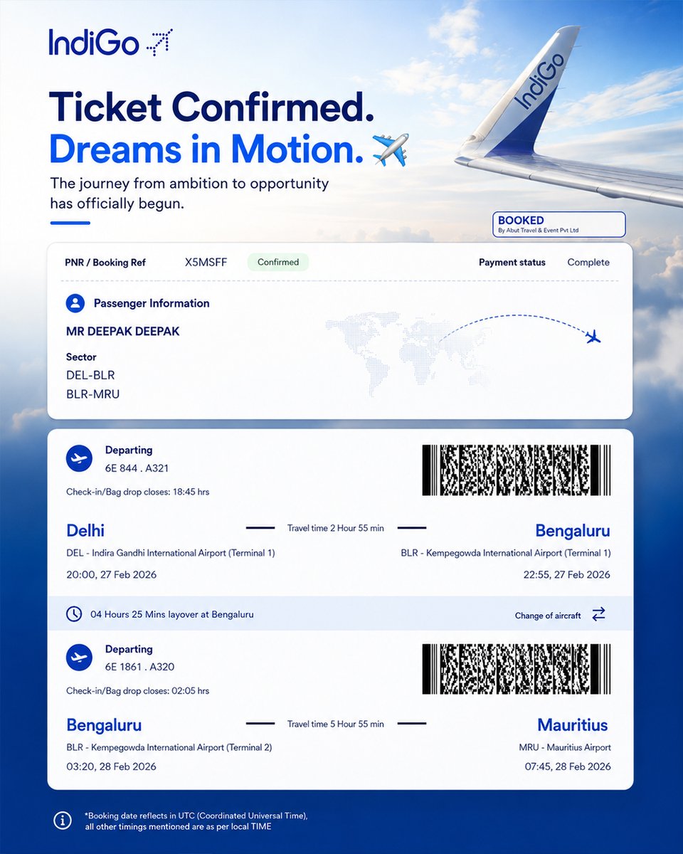 MadhavImmig's tweet photo. One seat. One decision. One new future. Every successful journey begins with the courage to take the first step. Congratulations to Rutik Sunil on boarding his flight to Mauritius to start an exciting new career chapter! #WorkAbroad #MauritiusWorkVisa #GlobalCareers #VisaSuccess https://t.co/NC2xhMata2