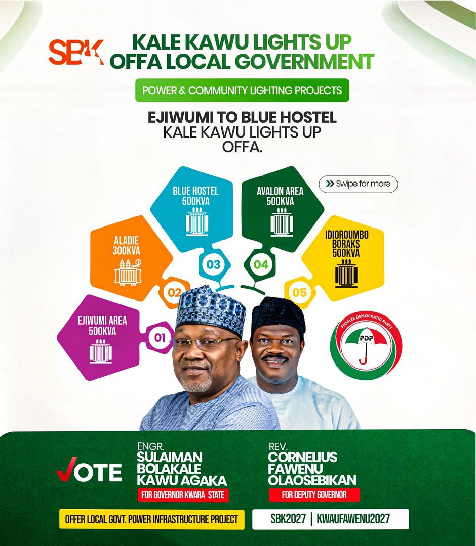 KwaraDamsel's tweet photo. Real leadership is about delivering results, not making empty promises. SBK’s impact in Offa speaks for itself. The vision is clear, and the work is already speaking! ⚡
#SBK2027 #KawuFawenu2027 #PoweringOffa https://t.co/EGGNYjK40x