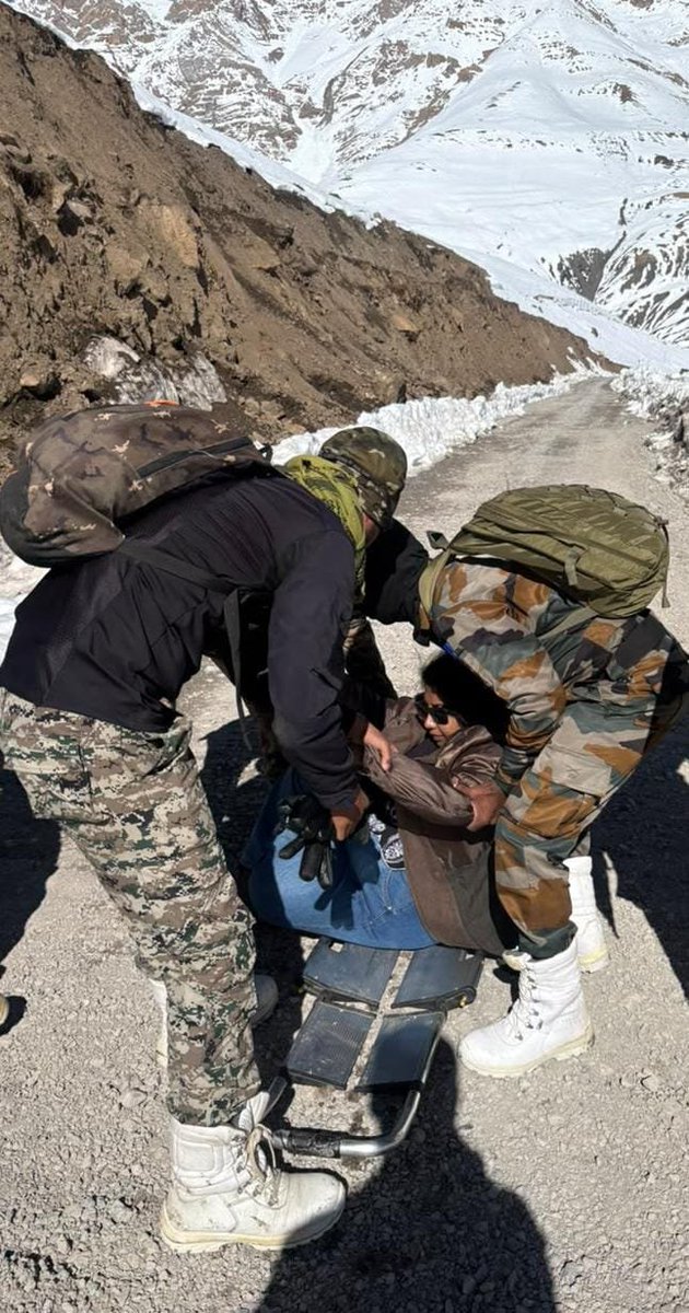UBArea_IA's tweet photo. 🇮🇳 14,400 FT. ONE CALL. ONE LIFE. A MISSION THAT COULDN’T WAIT.

At the unforgiving heights of Adi Kailash, the Sentinels of #PanchshulBrigade moved swiftly to evacuate a casualty and ensure timely medical care.

When the terrain tests every limit, the Indian Army answers with courage, speed and resolve.

From the remotest frontier to every citizen in need—we don’t just guard the nation. We stand by its people.

Always Ready. Always Vigilant. Always in Service. 🇮🇳

#IndianArmy #PanchshulBrigade #AdiKailash #Sentinels #NationFirst #ServiceBeforeSelf #सेवापरमो_धर्मः #राष्ट्र_सर्वोपरि #UBArea_IA #adgpi

@adgpi @panchshulpulse @PRODefDehradun @suryacommand @IbexRadioTarana @radioibextarana @voiceofspiti @voiceofkinnaur  @ProDefLko @SpokespersonMoD @DefMinIndia
