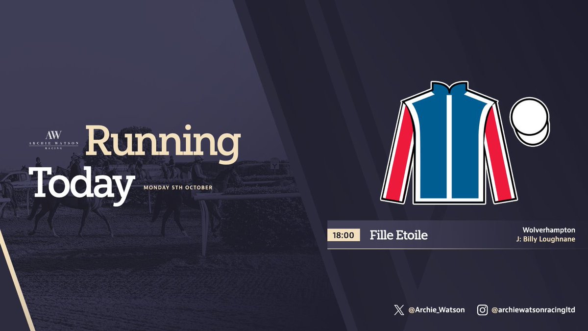 Archie_Watson's tweet photo. Our runner today:

🏇 Fille Etoile 6:00 Wolverhampton 

#ArchieWatsonRacing https://t.co/z72WaFPCri
