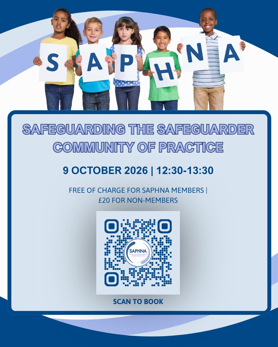 SAPHNAteam's tweet photo. Join SAPHNA and guest presenters to learn, share and collaborate with other school nurse and health professionals on all things safeguarding ➡️ https://t.co/yRbDHnWtJJ https://t.co/jrex80stq2