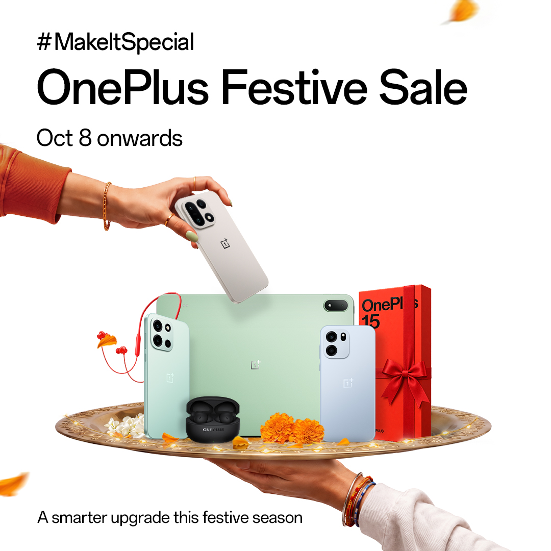 OnePlus_IN's tweet photo. MakeItSpecial with festive offers across OnePlus smartphones, tablets, audio and more.