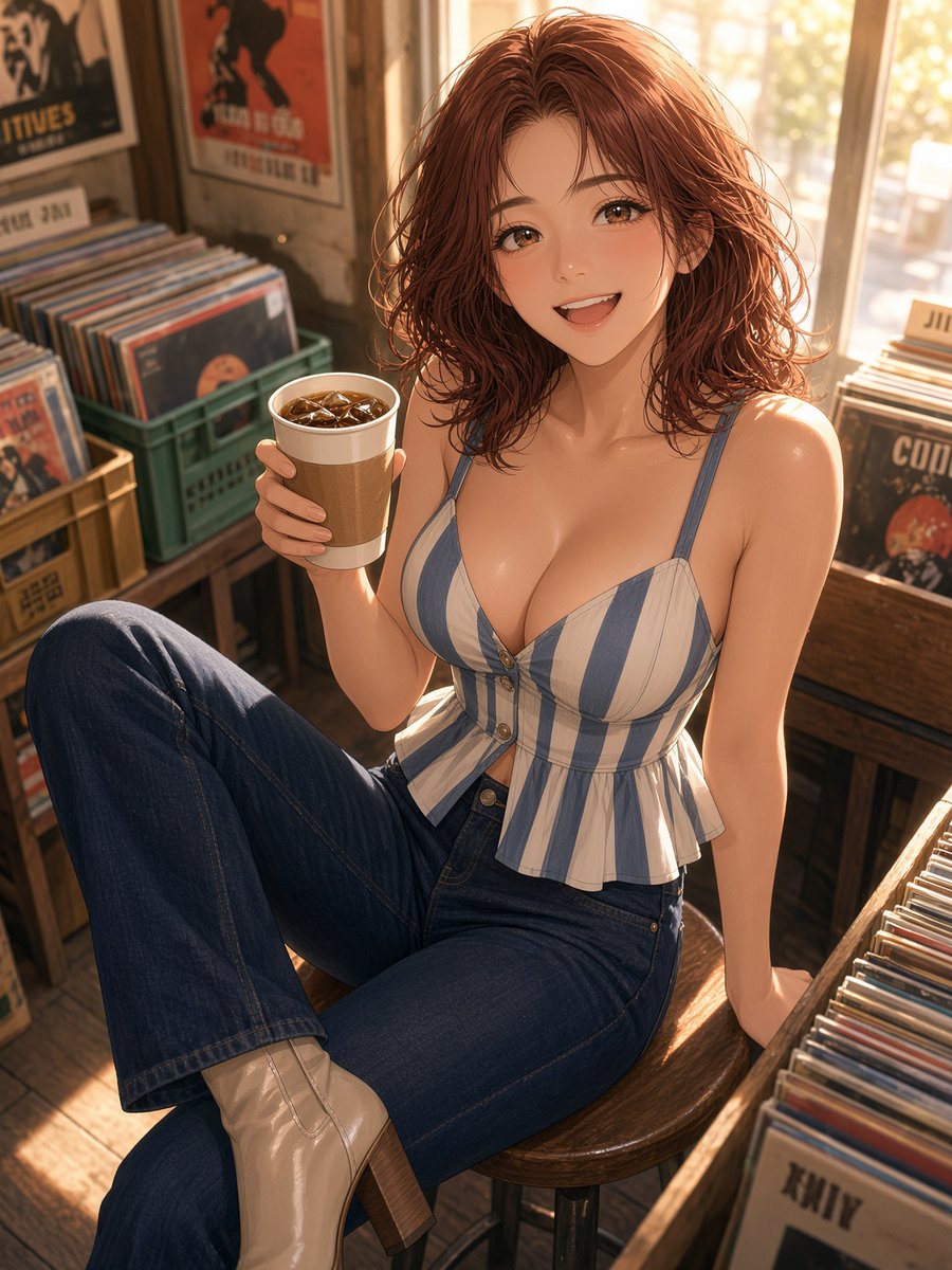 jasonstudio001's tweet photo. One day with her ☕🍂
Riverside morning, record-shop coffee, a gallery stretch, red lace at dusk, then lazy dreams 🌙
Same girl, 5 scenes, just a few button taps 🎛️
✨ AI-generated images · prompt below 👇
#AIart #AIgenerated #animeart #SakuraPixelStudio #redhair https://t.co/lAE3wmjxm6