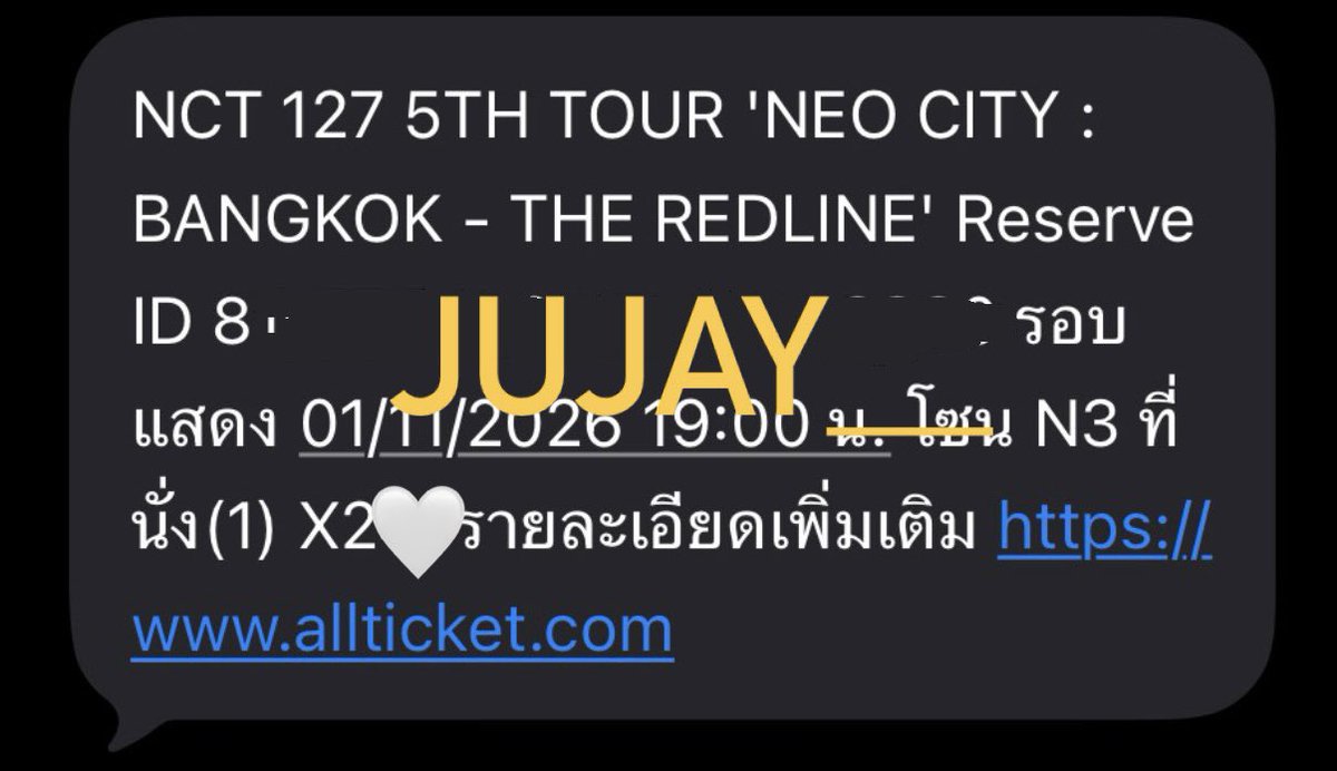 jujay__'s tweet photo. wts ปล่อยบัตรรอบเมม 

 📍01/11 วันอาทิตย์
 📍โซน N3 ที่นั่ง X2x
 ปล่อย 4300฿

🚙 นัดรับวันแลกบัตรแข็ง/หน้าคอน
ทักมาสอบถามรายละเอียดก่อนได้ค่ะ
#NCT127_5TH_NEOCITY_THE_REDLINE #NCT127_5TH_NEOCITY_BANGKOK_THE_REDLINE #THE_REDLINE_BANGKOK https://t.co/v4xSO1mk4c