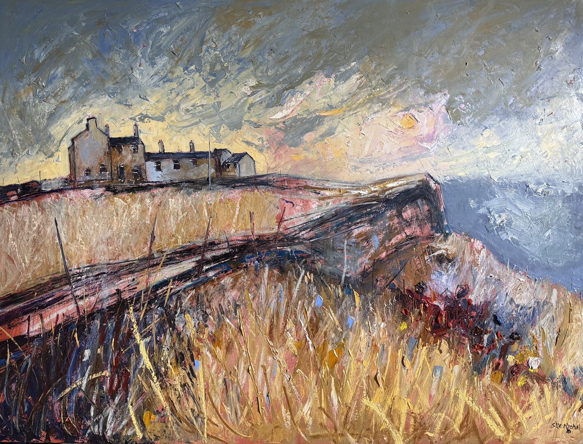staithesartist's tweet photo. Living on the Edge A 4x3’ wood panel in #oils and #oilsticks A painting that is a result and response to seeing #JoanEardley exhibition in Berwick and the culmination of experimental work I did in #Staithes over the summer. https://t.co/jg7texvbfB