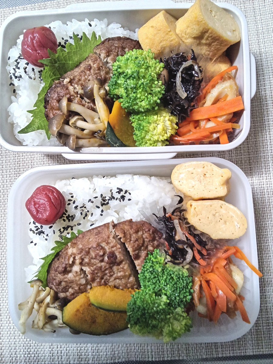 melam_51's tweet photo. 2026/10/5
今日の娘＆夫弁当

今朝、外に出たら微かに金木犀の匂いが…

あたりを見回しても金木犀は、見当たらず…🤔　気のせいかな？

そんな雨の月曜日スタートです☂️

#お弁当
#お弁当記録 https://t.co/nMxVEb9Buw