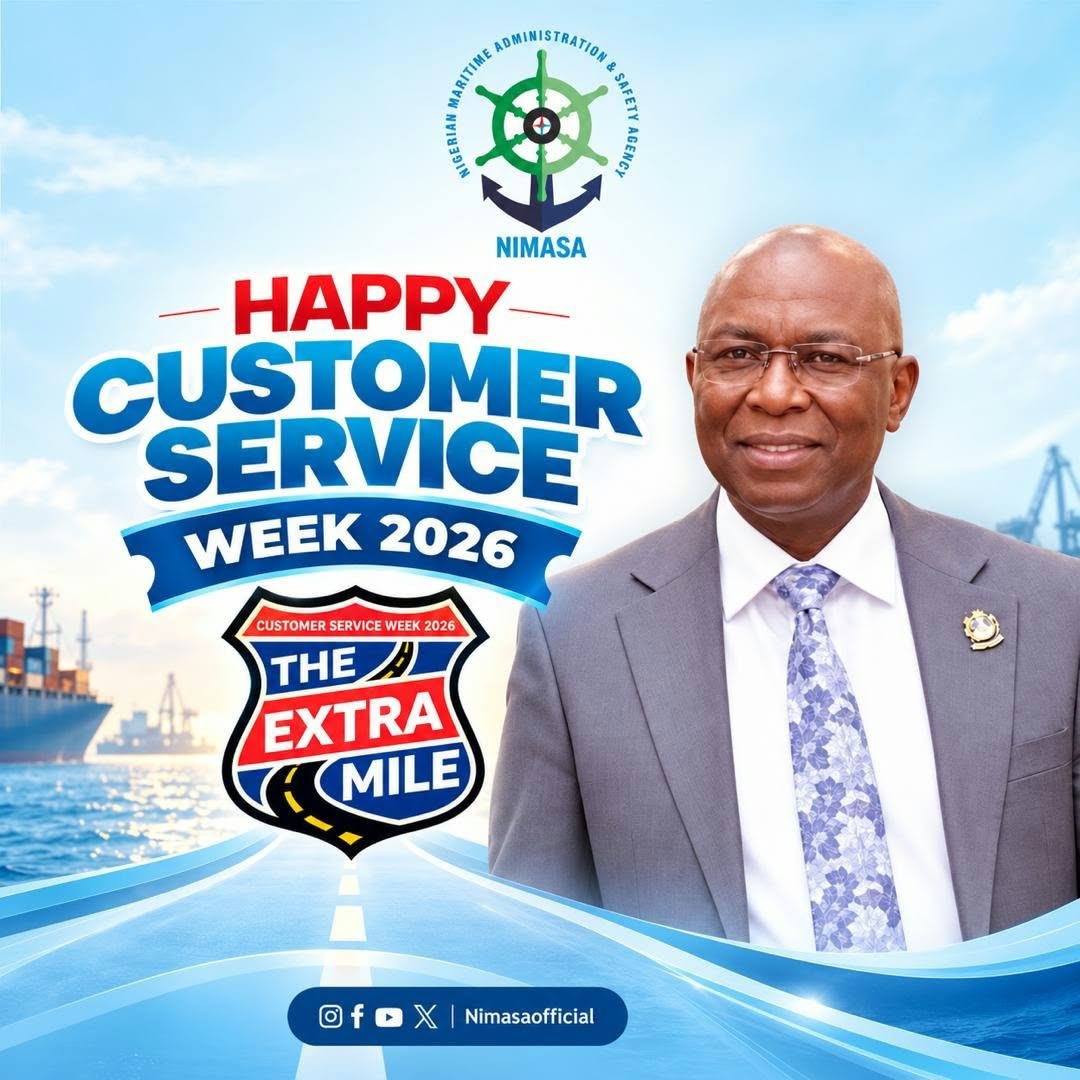 nimasaofficial's tweet photo. Customer Service Week is a reminder that service is not simply about responding, it is about listening, understanding, improving and consistently going the extra mile.

At NIMASA, we celebrate the dedicated staff and valued maritime stakeholders whose professionalism, responsiveness and commitment continue to strengthen service delivery across Nigeria’s maritime sector.

As we mark Customer Service Week 2026, we reaffirm our commitment to keeping people at the heart of what we do, building stronger partnerships and delivering service that inspires confidence and creates lasting value.

Happy Customer Service Week from NIMASA. @MobereolaD @IMOHQ  @GboyegaOyetola 

#NIMASA #CustomerServiceWeek2026 #TheExtraMile #MaritimeNigeria #ServiceExcellence #BlueEconomy
