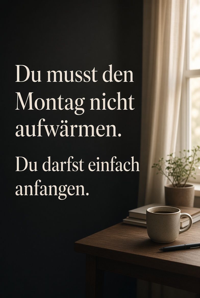 AlexBeierlieb's tweet photo. Du musst den Montag nicht aufwärmen. Du darfst einfach anfangen. https://t.co/lOSO92ptMV