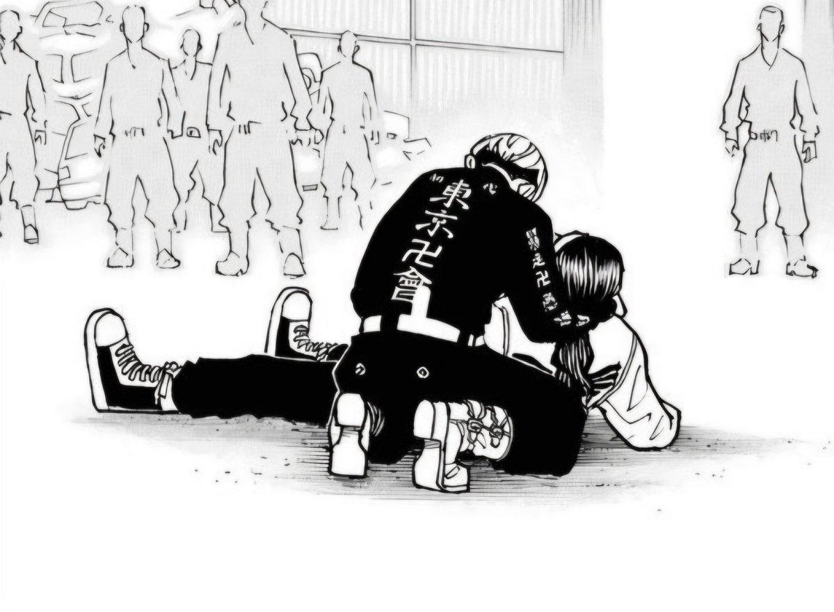 Grim0bo's tweet photo. Chifuyu clinging to Baji's still warm body, knowing it's the last time he will ever hold him.. https://t.co/tpKMLrCJUy