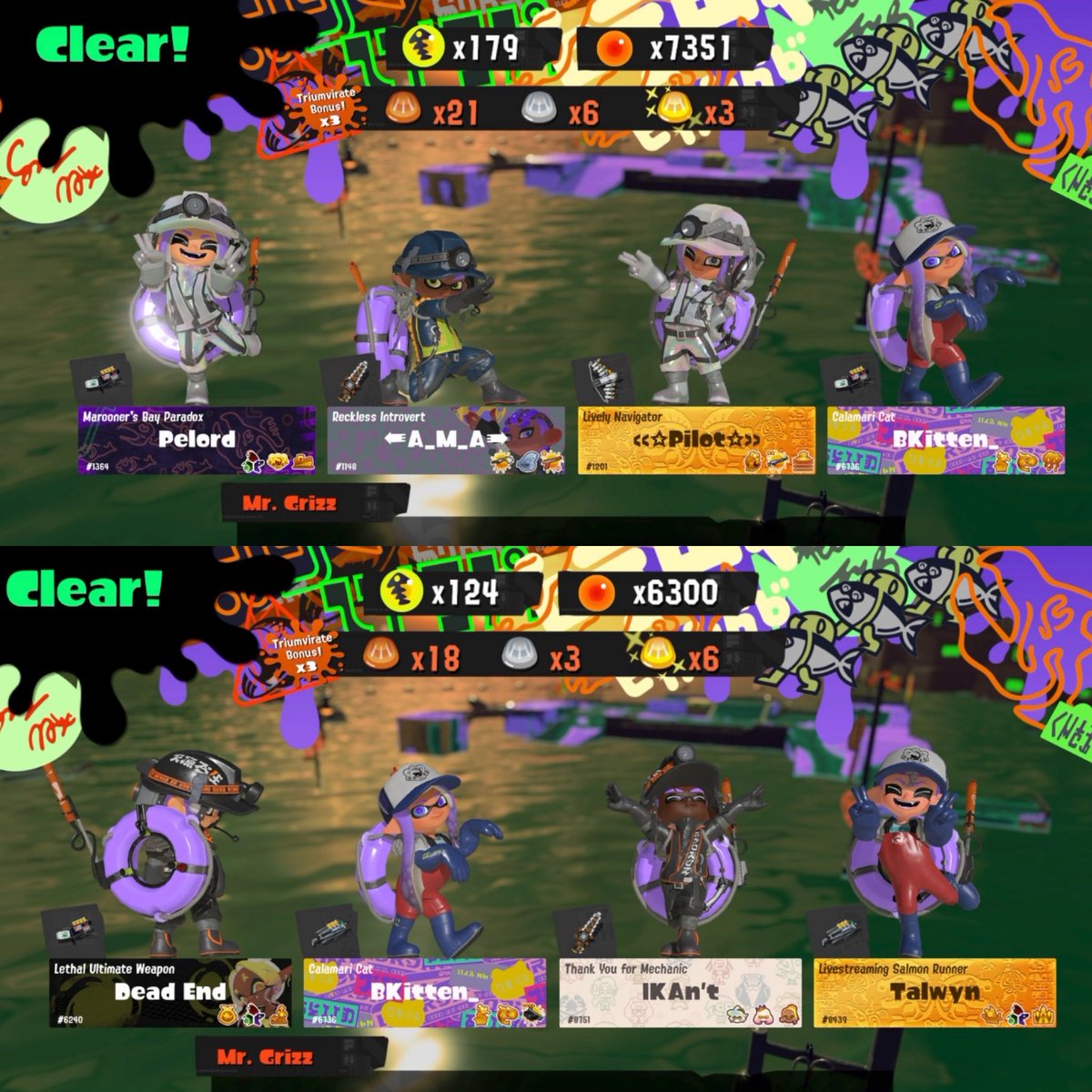 bkitten_'s tweet photo. 12 gold scales from Wildcard JSJ. We also had a HT fog shift with lots of 10 egg goldies. 103 eggies! Whee!! 🩵 #salmonrun #splatoon3 https://t.co/4AyO6WoN4m