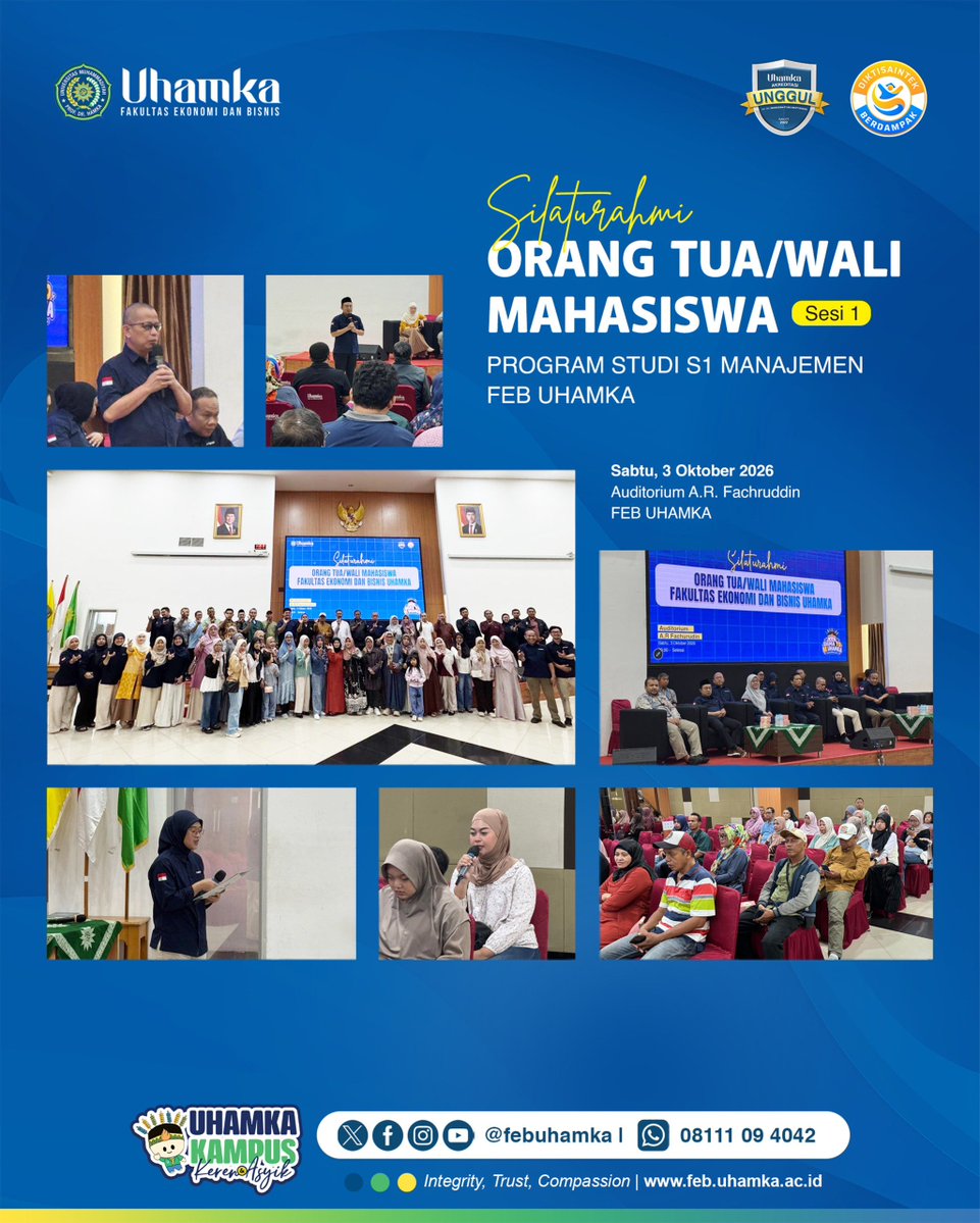 febuhamka's tweet photo. 🔥SILATURAHIM BERSAMA ORANG TUA/WALI MAHASISWA S1 MANAJEMEN, S1 AKUNTANSI, 1 EKONOMI ISLAM, D3 PERPAJAKAN DUA SESI🔥

Suasana penuh keakraban hadir dalam kegiatan Silaturahim bersama Orang Tua/Wali Mahasiswa S1 Manajemen FEB UHAMKA. https://t.co/oHtIY60XOq