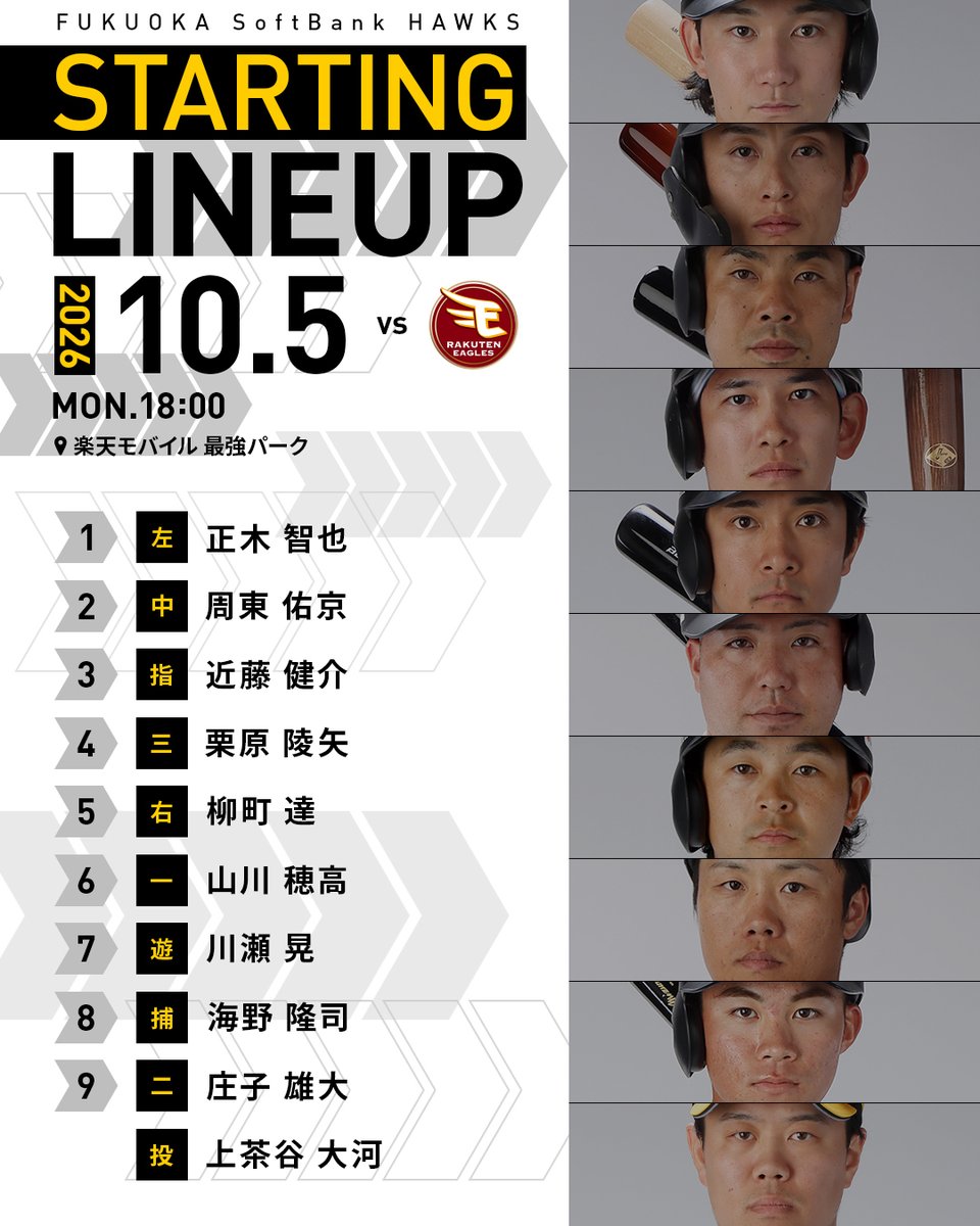HAWKS_official's tweet photo. 【10月5日スタ☆メン】

もちろんアナタもスタ☆メンだ！

#全員でゼンシン #sbhawks https://t.co/ZiEscjtb9T