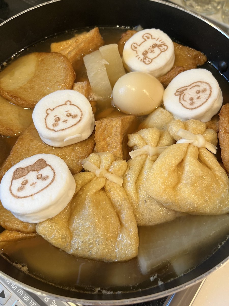 evi_fly's tweet photo. 最近涼しくなってきたので
今日はおでん🍢(・ω・🍢)
次男がどハマりしてる
ちいかわのはんぺん入れてみた😆💘 https://t.co/IPmHxkCP0D