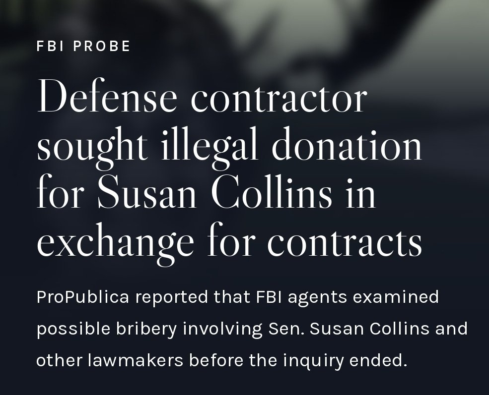 theliamnissan's tweet photo. The only reason Susan Collins wasn't prosecuted is because Donald Trump and Kash Patel killed this FBI investigation. For fucks sake, don't vote for this crook https://t.co/3E2BXFwEYc