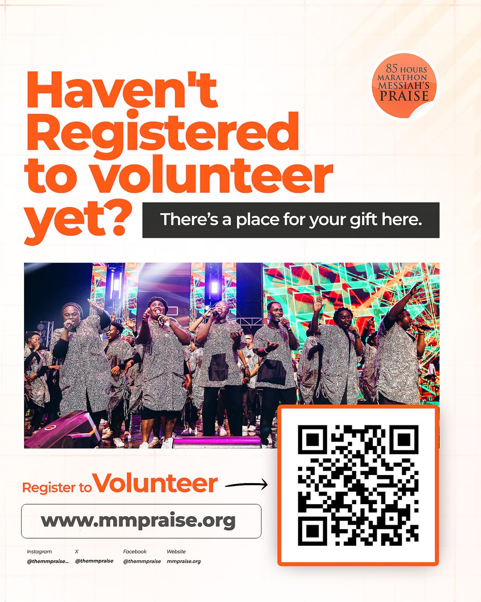 TheMMPraise's tweet photo. Haven’t registered to volunteer yet?
Join the Volunteer Praise Team today via: https://t.co/gsdyw1bN6d
#MMPraise https://t.co/3y0k2sXQGY